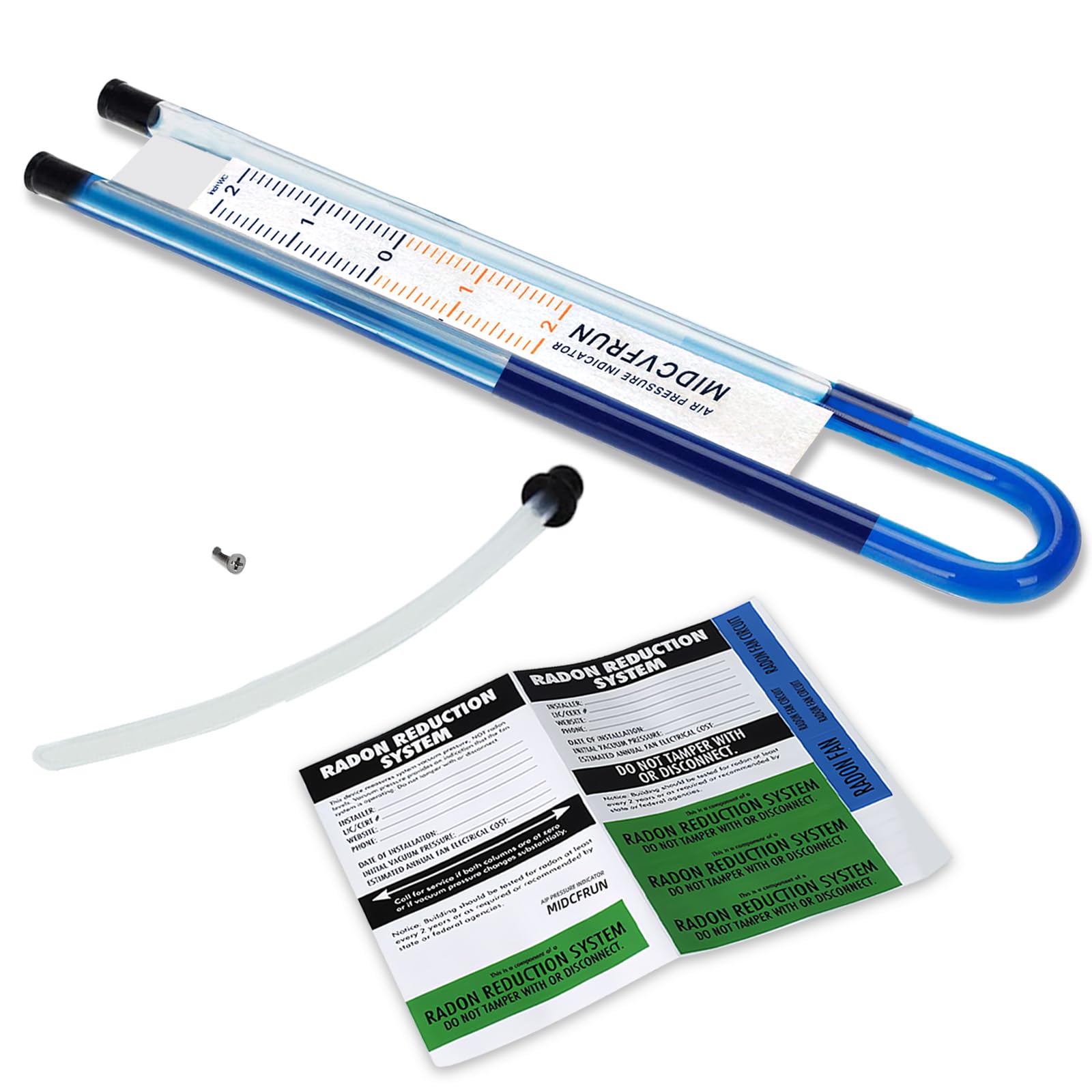 Midcvfrun 4 Inch Radon Fan Installation Kit  Inline Centrifugal Fan With Rubber Couplers (4 Inch X 3 Inch) And Air Pressure Indi