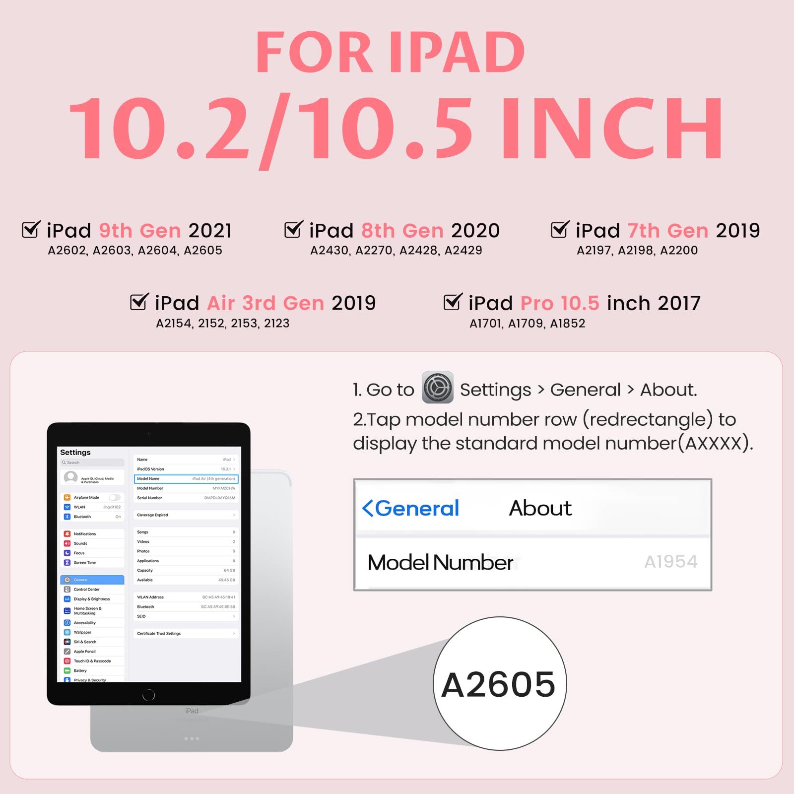 Oyeeice Keyboard Case For Ipad 9Th/8Th/7Th Generation 10.2 Inch 2021/2020/2019, Ipad Pro 10.5 Inch, Ipad Air 3 2019  Rotating Ma