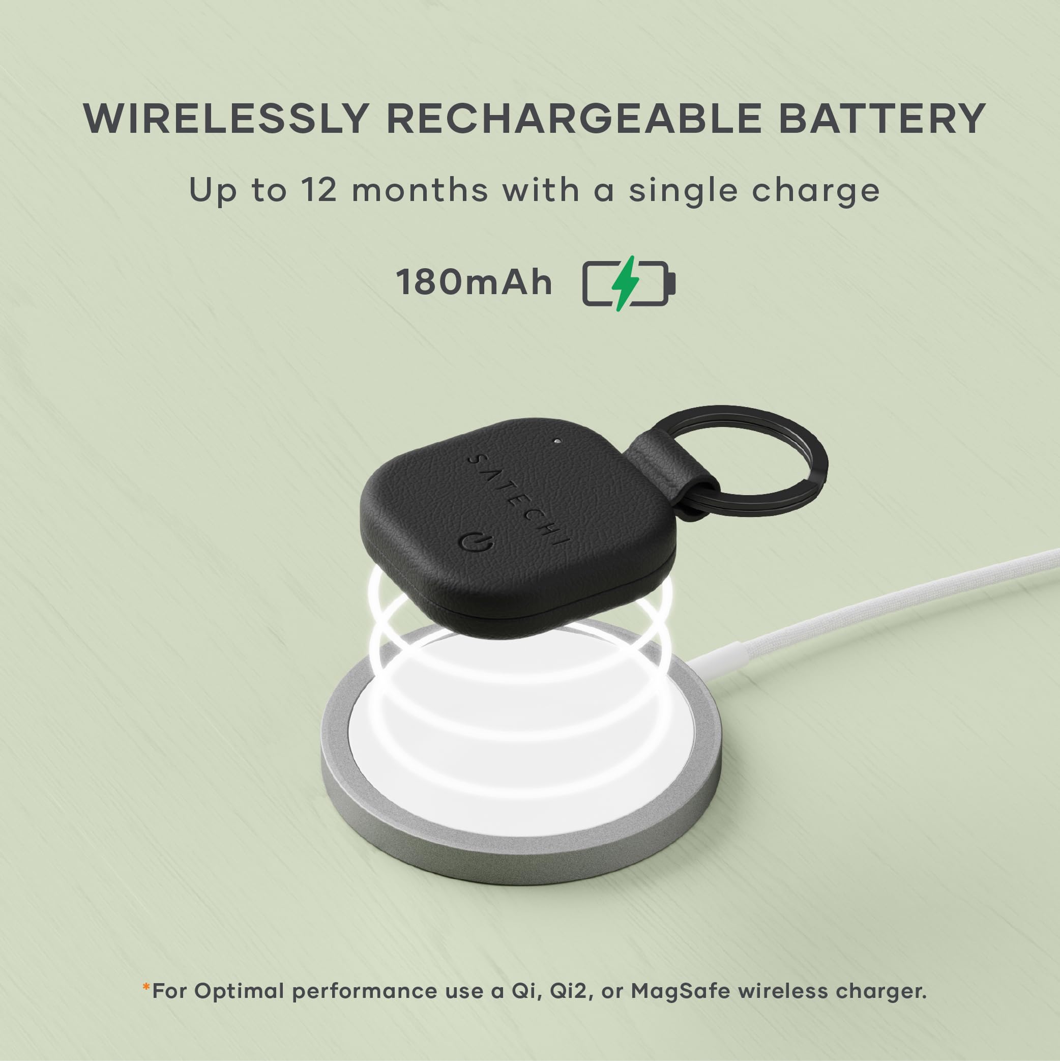 Satechi Findall Keychain With Find My, Wireless Rechargeable, Location Tracker, Left-Behind Alerts, Loud Audible Chime, Works Wi