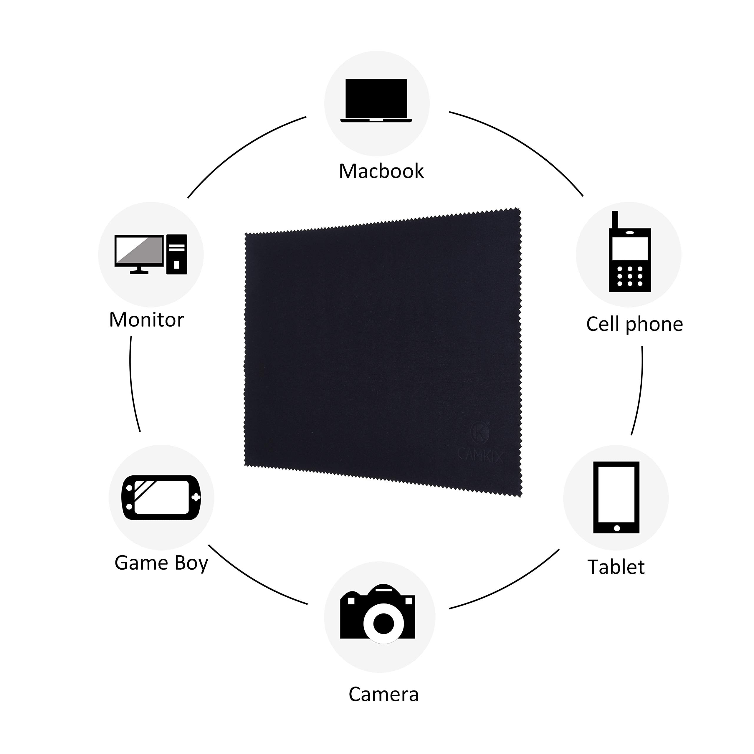 Camkix Microfiber Cover Cloth Cleaning Set   Compatible With Apple Macbook Pro (15 16�)   4X Keyboard Liner Cloth, 1X Double Sided Cloth And 1 X Lens Cleaning Paper Tissue Booklet