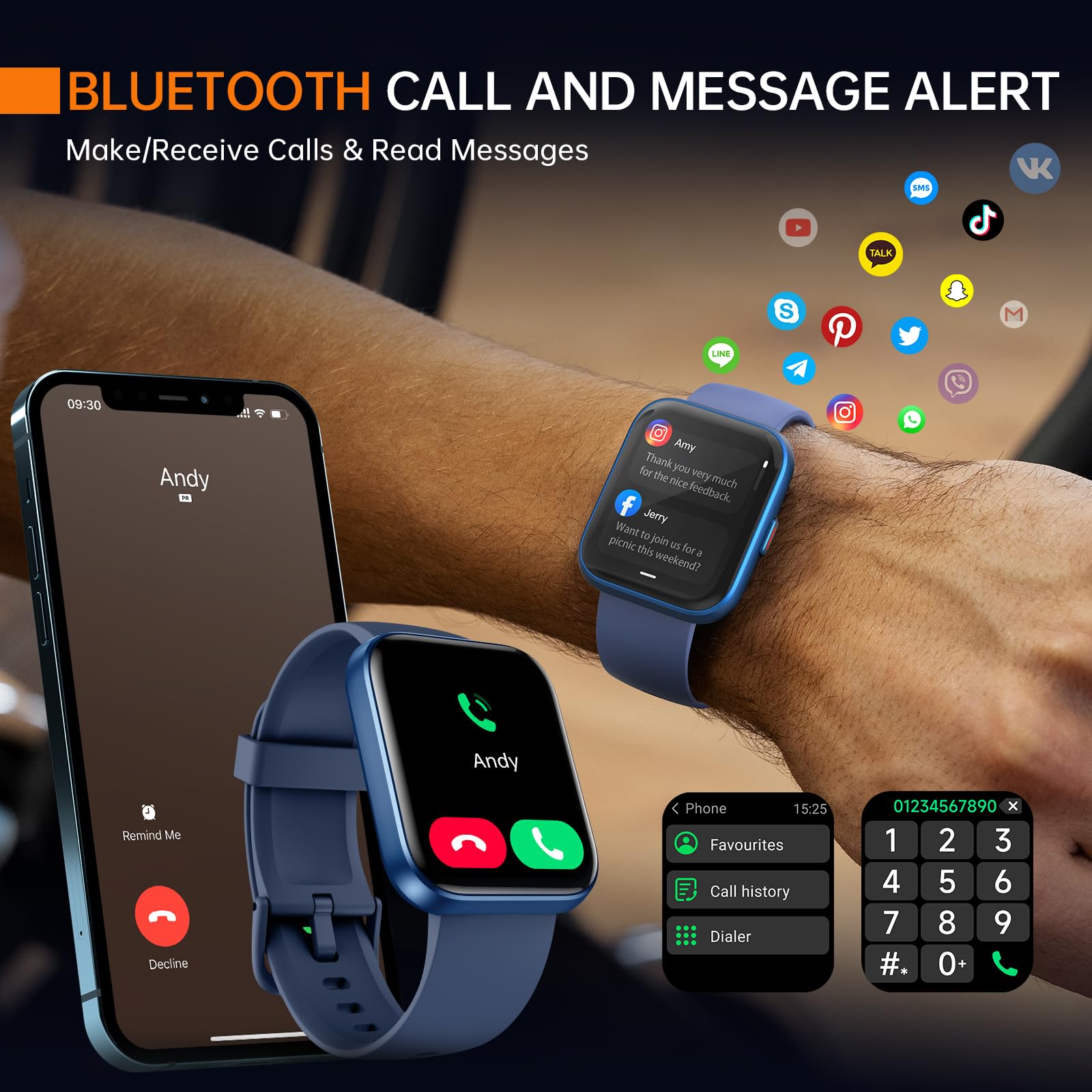 Aeac Smart Watch Fitness Watch For Men Women, Alexa Built-In & Stable Bluetooth Call, With Heart Rate/Spo2/Sleep Monitor, 100 Sp