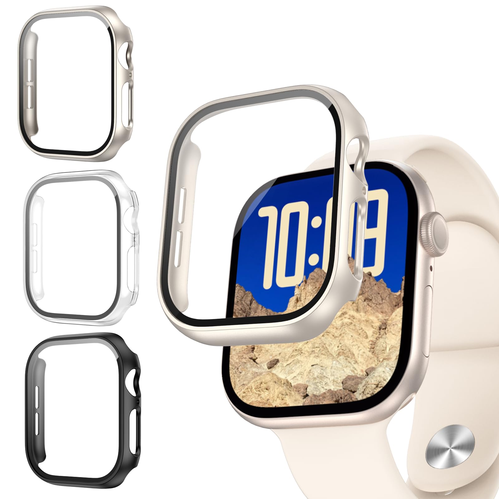 Commuter 3 Pack Case With Tempered Glass Screen Protector For Apple Watch 10 (2024) Series 10 42Mm,Slim Guard Bumper Full Covera