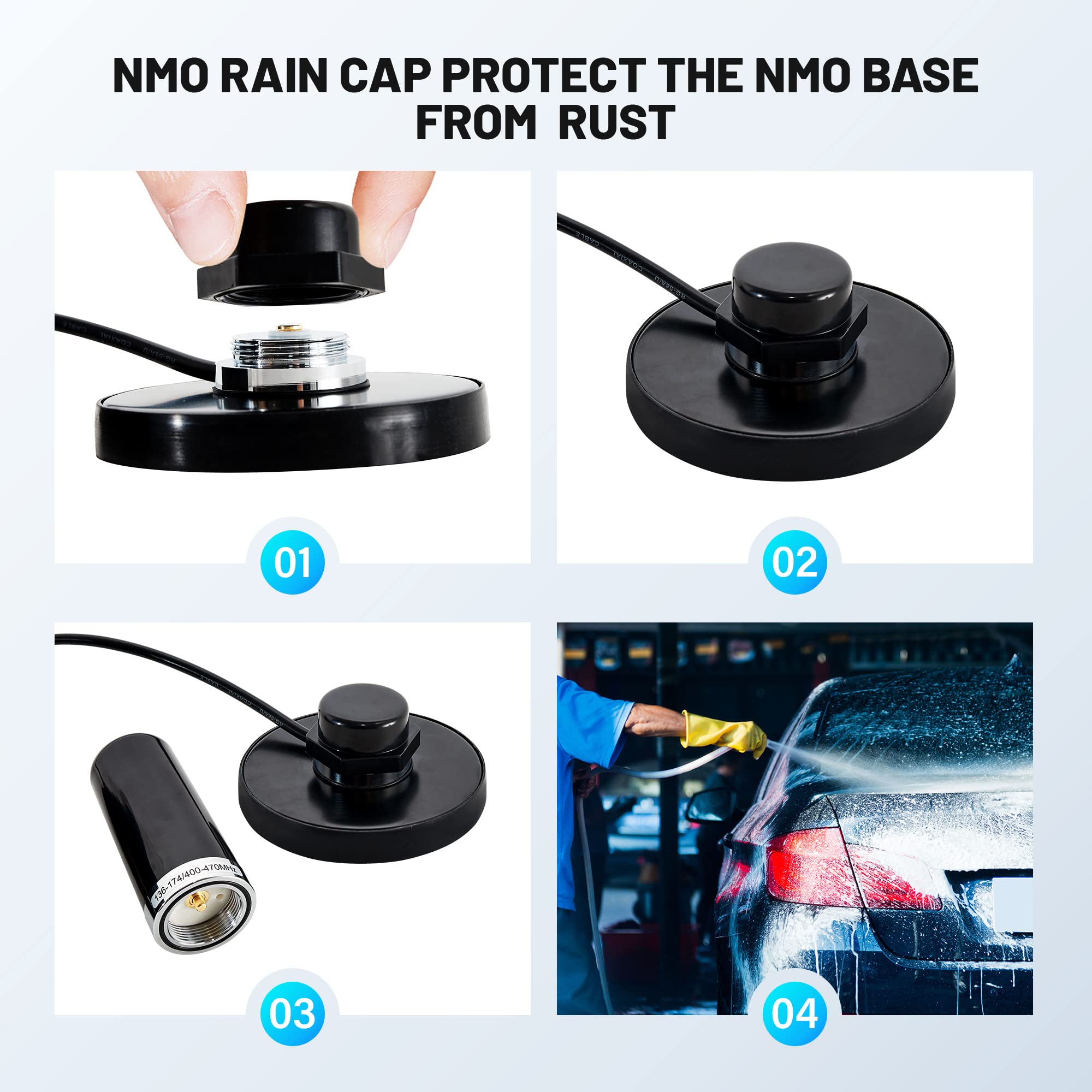 Anina 3.5 Inch Nmo Dual Band Vhf Uhf Antenna With Magnetic Antenna Base Pl 259 Rg58 Coaxial Cable Nmo Mount Cap For Cb Ham Radio