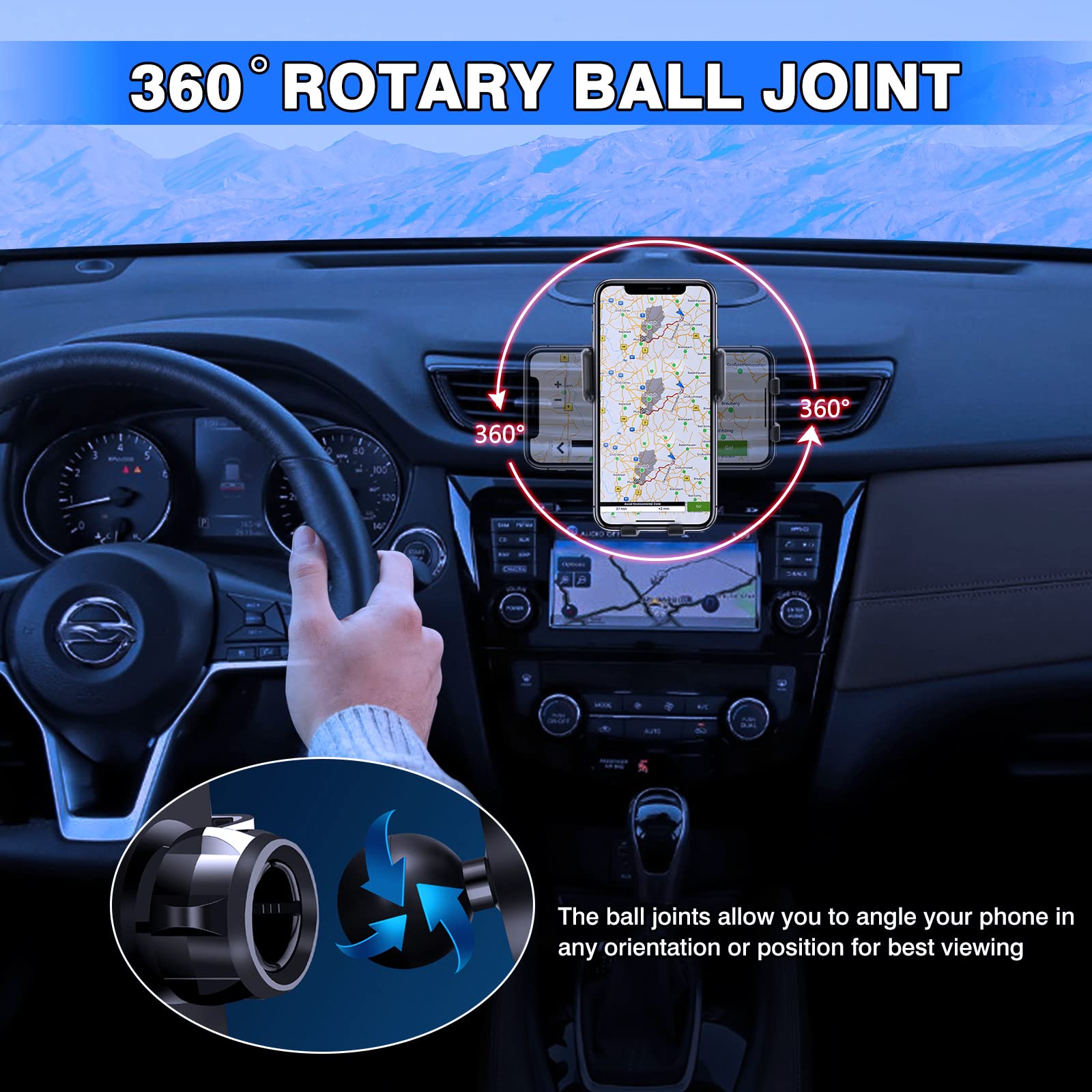 Karltys Compatible With Cell Phone Holder Nissan Rogue 2014 2020 (Not For Rogue Select) /Rogue Sport 2017 2023 /Murano 2015 2023 Car Mobile Phone Holder Dashboard Air Vent Mount Adjustable Stand