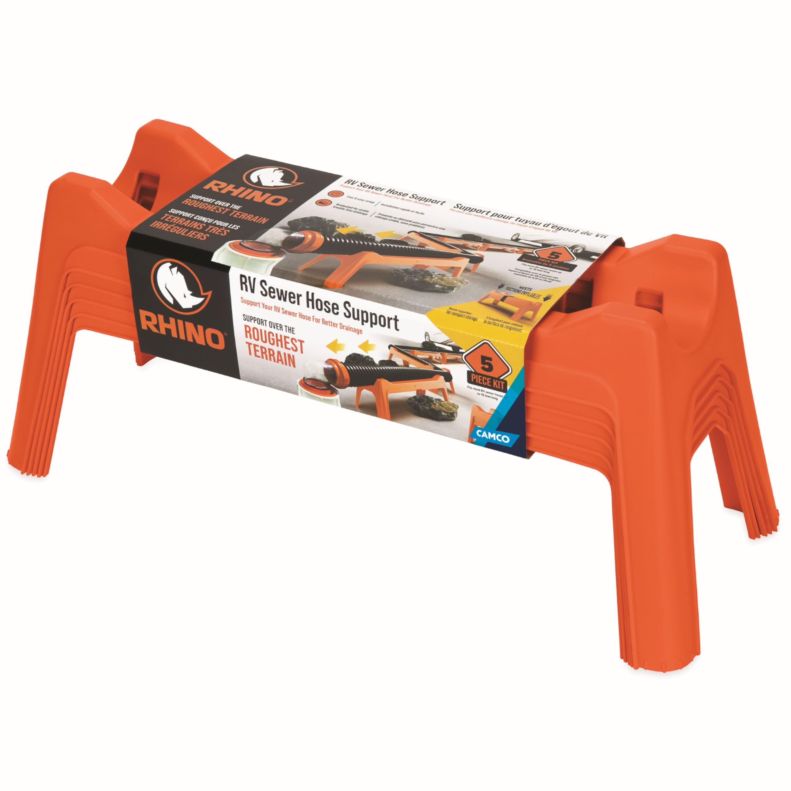 Camco Rhino Rv Sewer Hose Support Kit - Extends Over Uneven Terrain For Easy Drainage - Supports Up To 15-Feet Of Rv Sewer Hose ,WBAUVB0B8JYPFNF