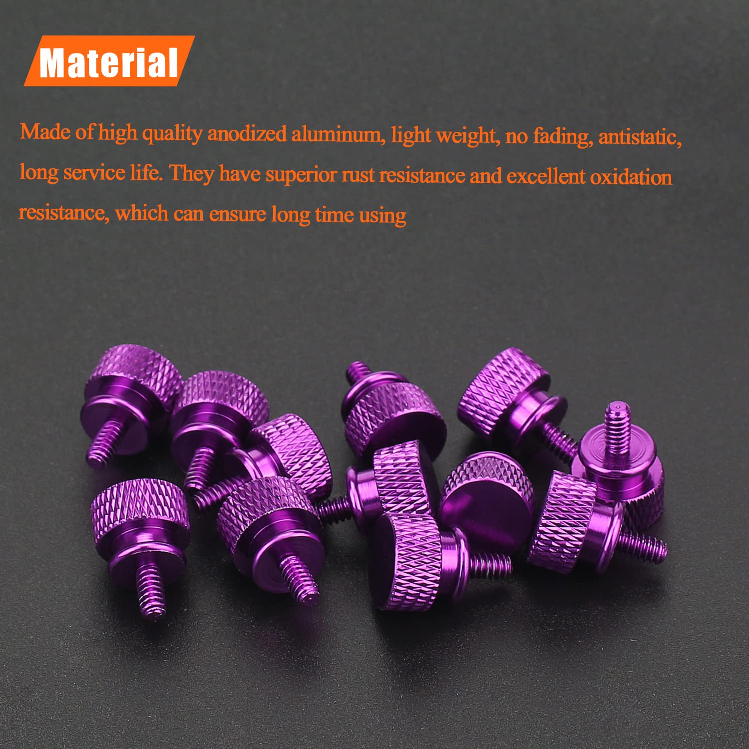 Helifouner 10 Pieces 6 32 Thread, Purple Color Anodized Aluminum Computer Case Thumbscrews, Thumb Screws For Computer Case/Cover