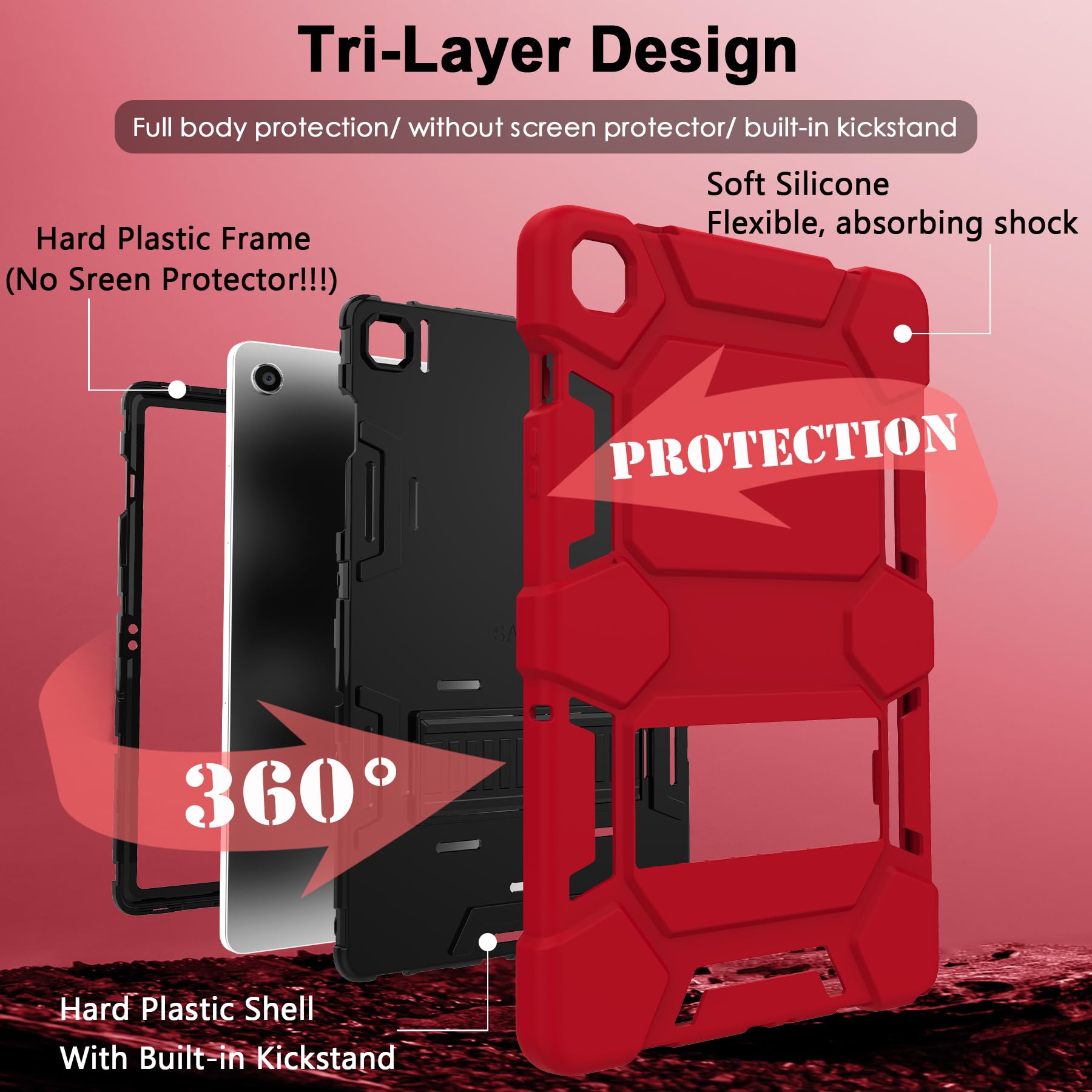 Ccmao Case For Samsung Galaxy Tab A9+/A9 Plus Case 11 Inch 2023 Model (Sm X210/X216/X218), Heavy Duty Shockproof Hybrid Three La