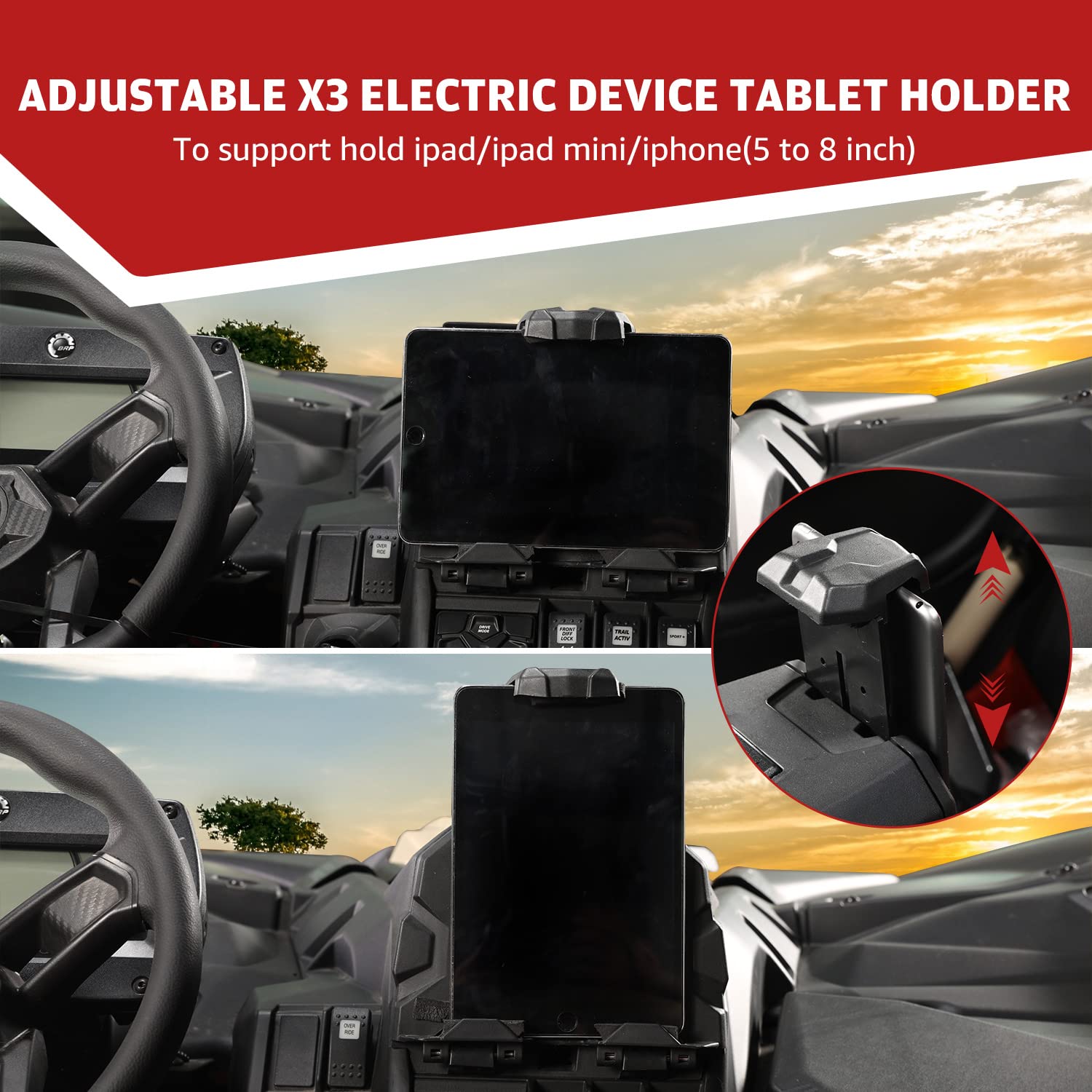 Haka Tough X3 Electronic Device Tablet Holder, Phone Ipad Gps Holder Gps Mount Compatible With 2017-2022 Can Am Maverick X3 Devi