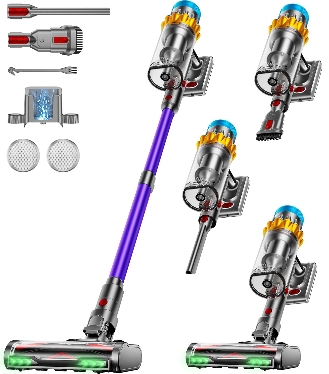 Cordless Vacuum Cleaner, 55KPA 70Min 650W Motor Powerful Vacuum Cleaners for Home, Self-Stand Cordless Stick Vacuum Rechargeable