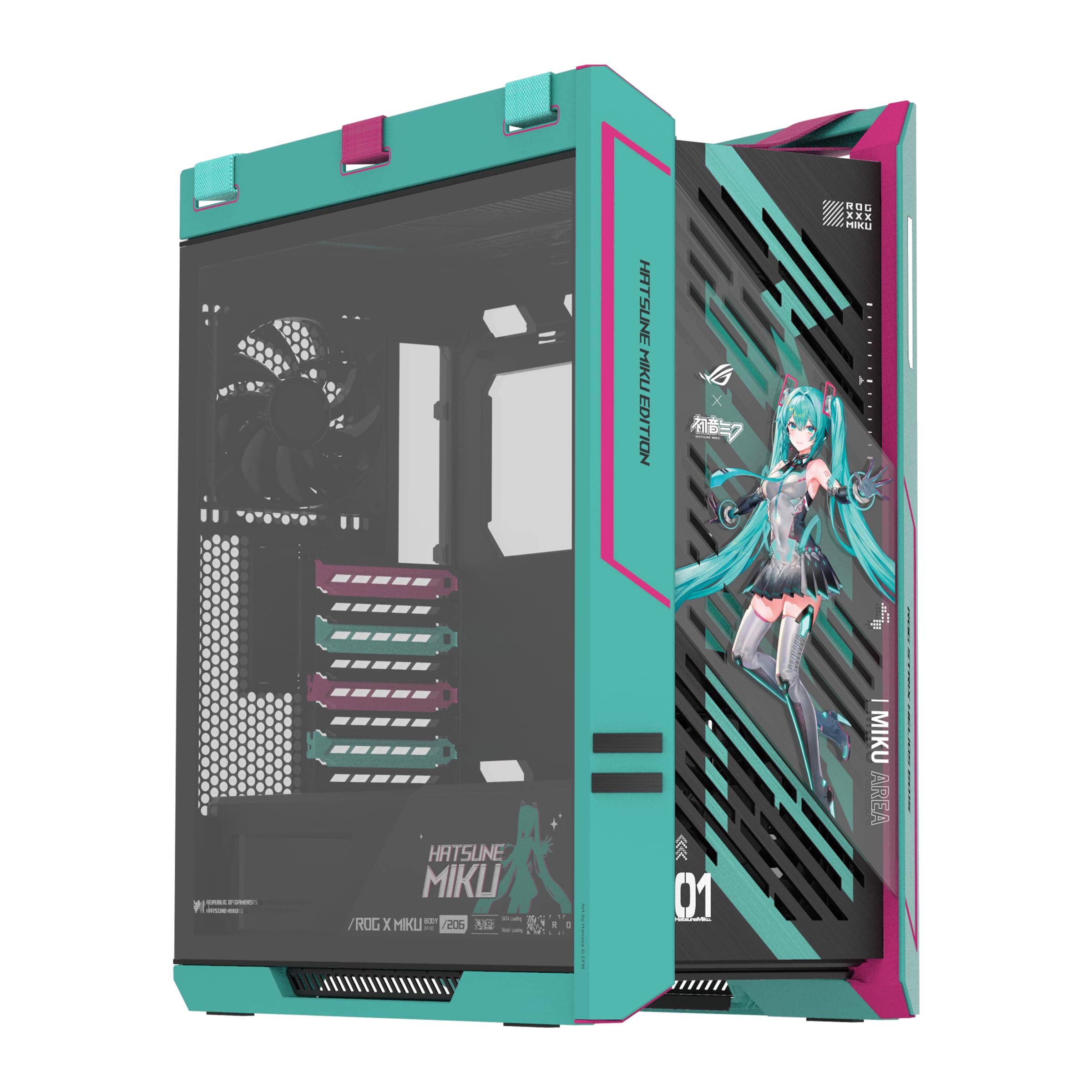 ASUS ROG Strix Helios II Hatsune Miku Edition Gaming pc case, with Dual Tempered Glass Side Panels, Support Graphics Cards up to