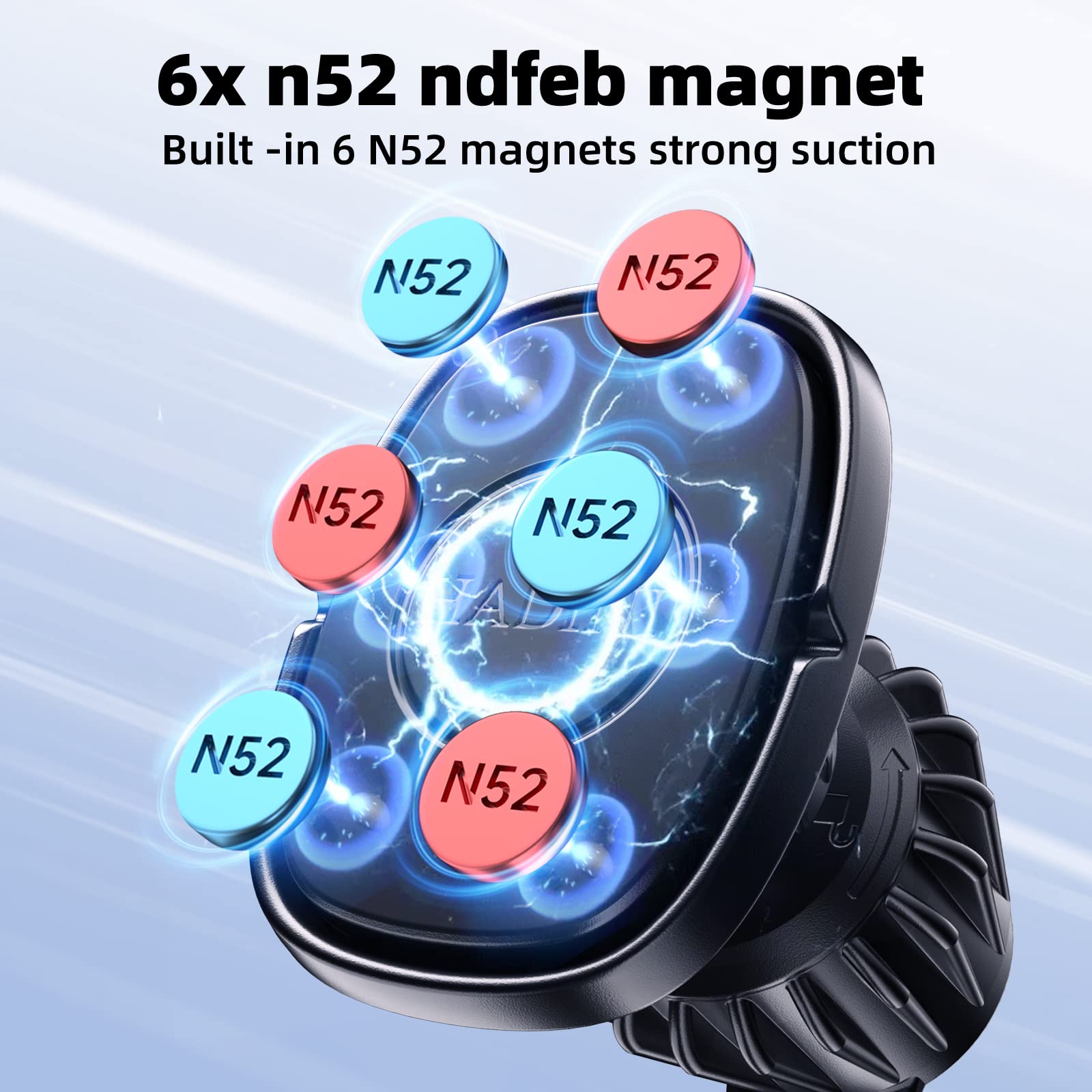 Hadini Magnetic Car Mount [Metal Hook Clip] Air Vent Phone Holder Compatible With All Smartphones