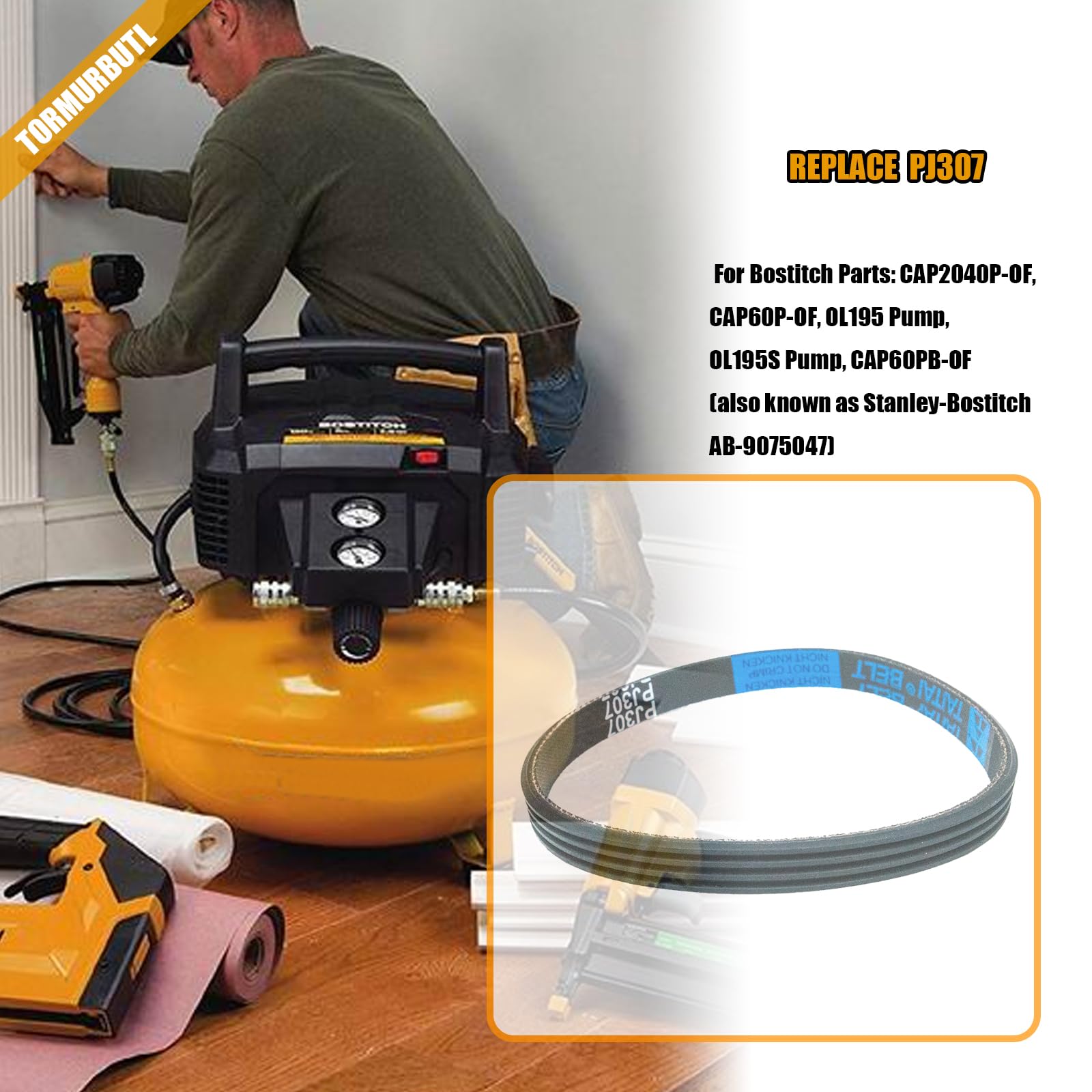 Air Compressors Belt Pj307 For Bostitch & Husky Air Compressors Ab 9075047