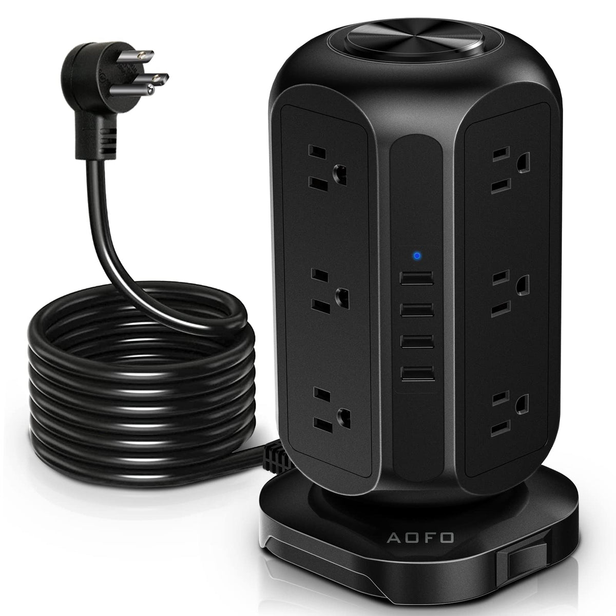 Power Strip Tower Aofo Surge Protector 12 Ac Outlets With 4 Usb Ports Charging Station With Overload Protection, Widely Spaced M