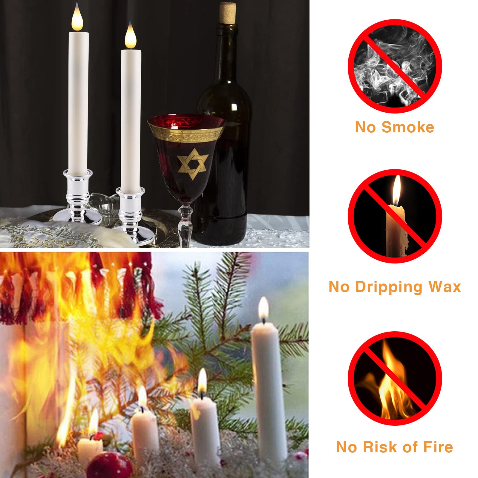 Flameless Window Candles With Remote Timer 10 Pcs Battery Operated Led Flickering Taper Candle Lights With Removable Sliver Cand