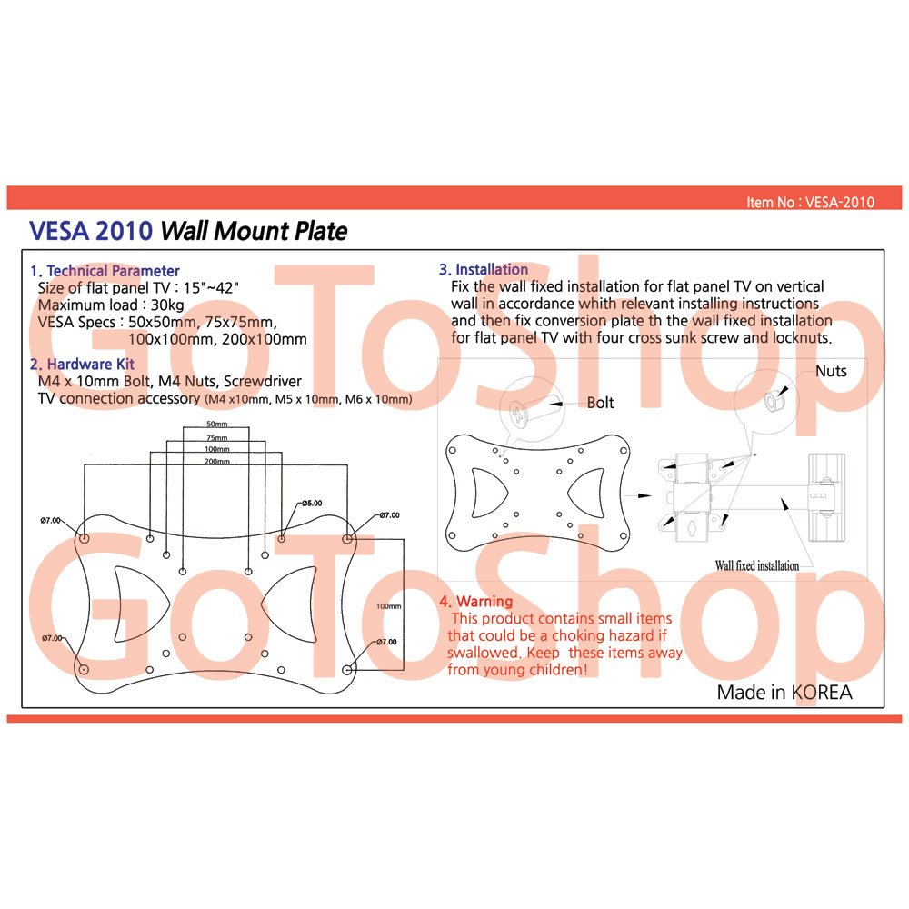Vesa 200Mm X 100Mm Universal Lcd Led Bracket Extensions Allow 200X100 Plate Adapter Plate(Bracket Not Included)