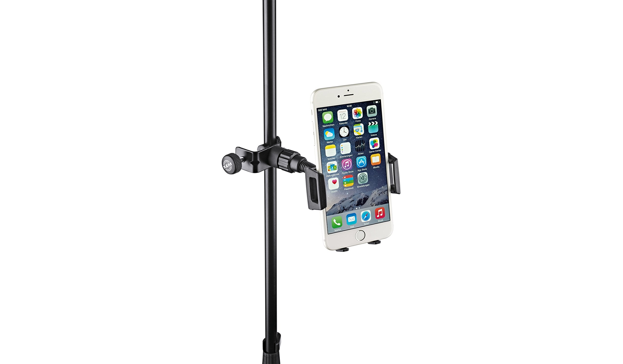 K&M Konig & Meyer 19747.015.55 Universal Phone Holder For Microphone Music Stand | Connect To Mic /Boom Tube | For Mini Tablets
