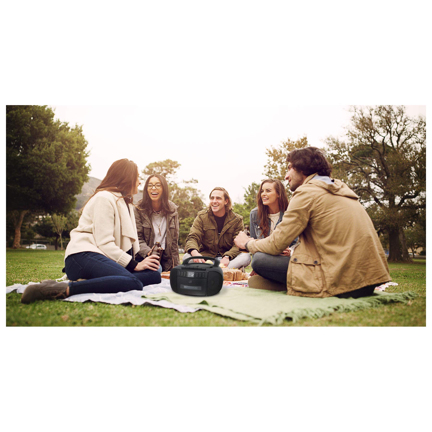 Gpx Bca209R Portable Am/Fm Boombox With Cd And Cassette Player, Red