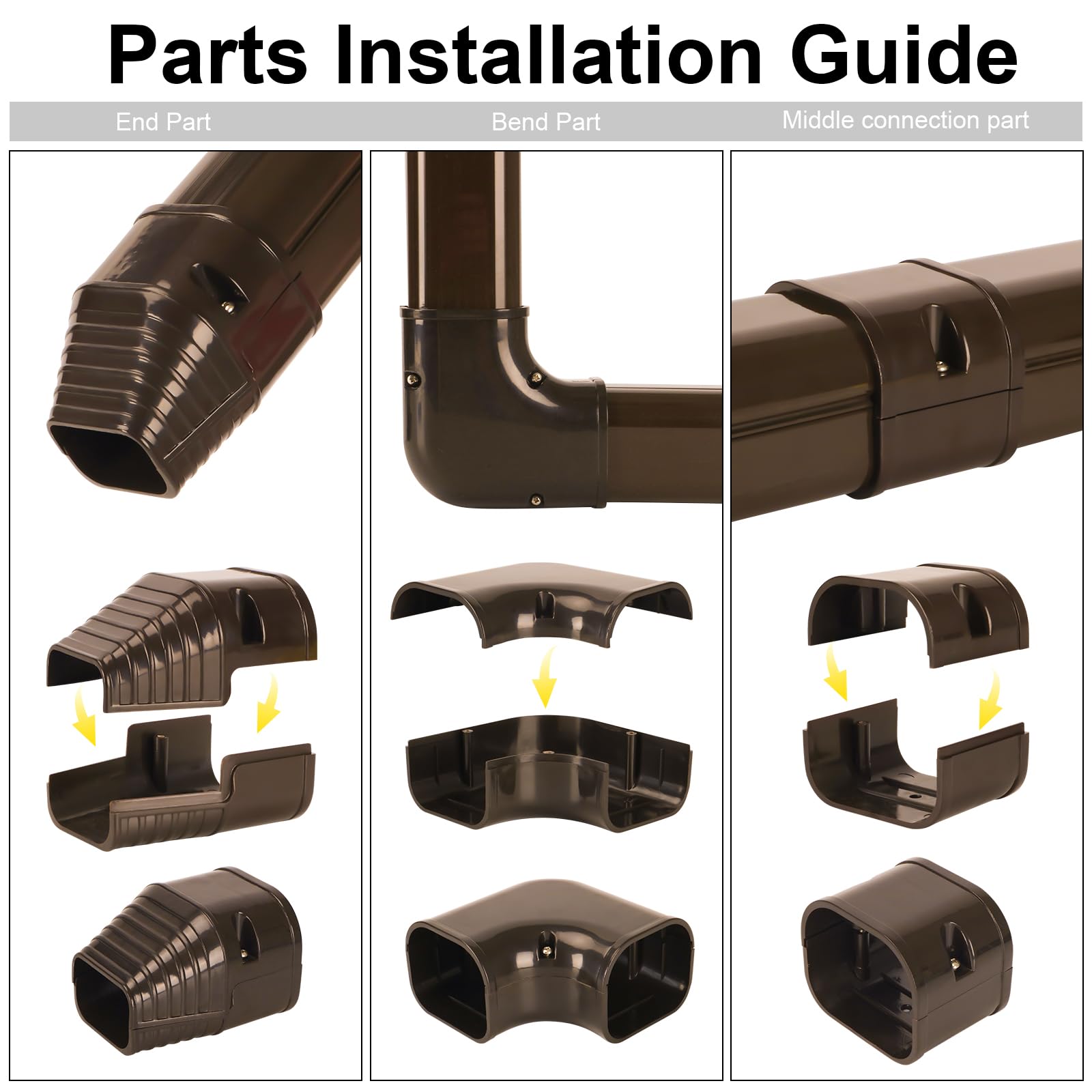 Guequitlex 3'' W 16.1 Ft Line Set Cover Kit For Mini Split Air Conditioner Brown Decorative Pvc Line Cover Kit For Central Air C