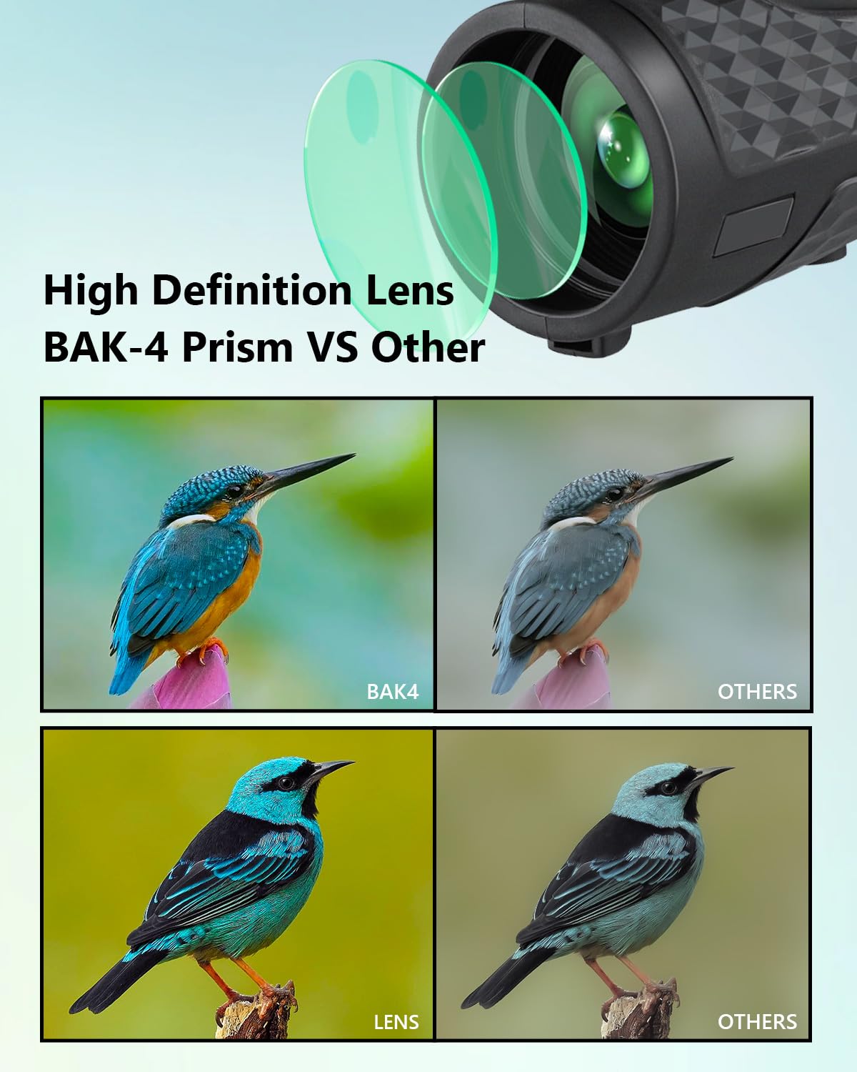 80X100 High Power Monocular For Adults, Monocular Telescope With Bak4 Prism, Waterproof, Suitable For Wildlife Bird Watching Cam