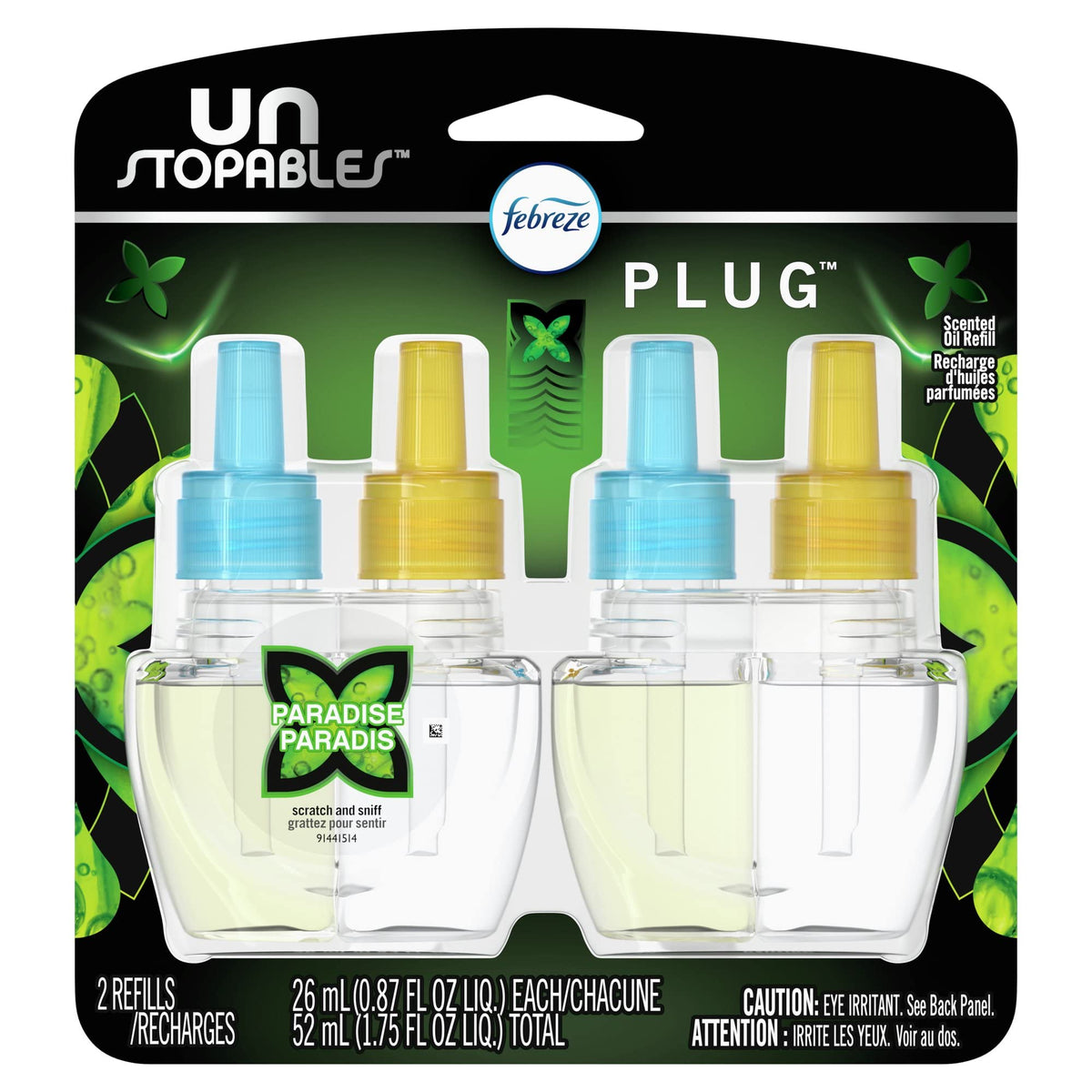 Febreze Plug In Air Fresheners, Unstopables Paradise, Odor Eliminator For Strong Odors, Scented Oil Refill (2 Count)