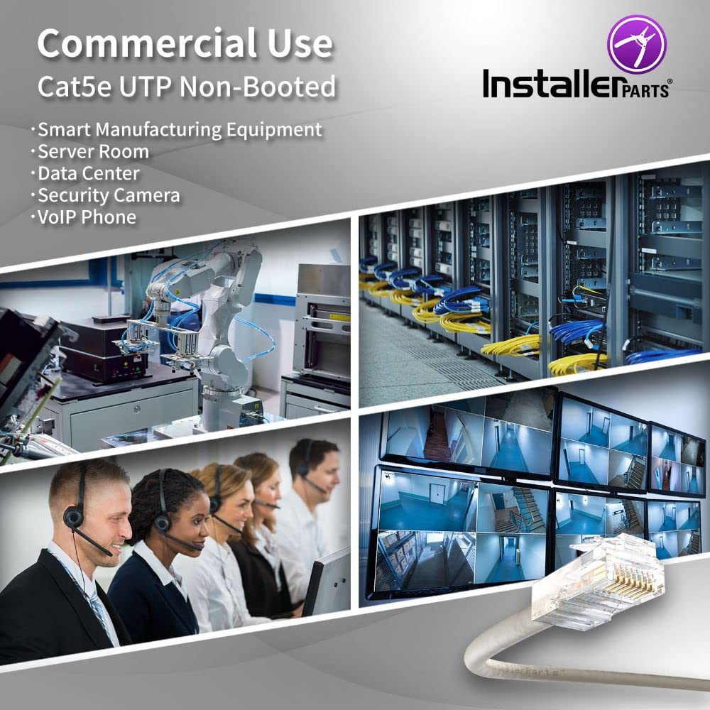 Installerparts (20 Pack Ethernet Cable Cat5E Cable Utp Non Booted 0.5 Ft   Gray   Professional Series   1Gigabit/Sec Network/Int