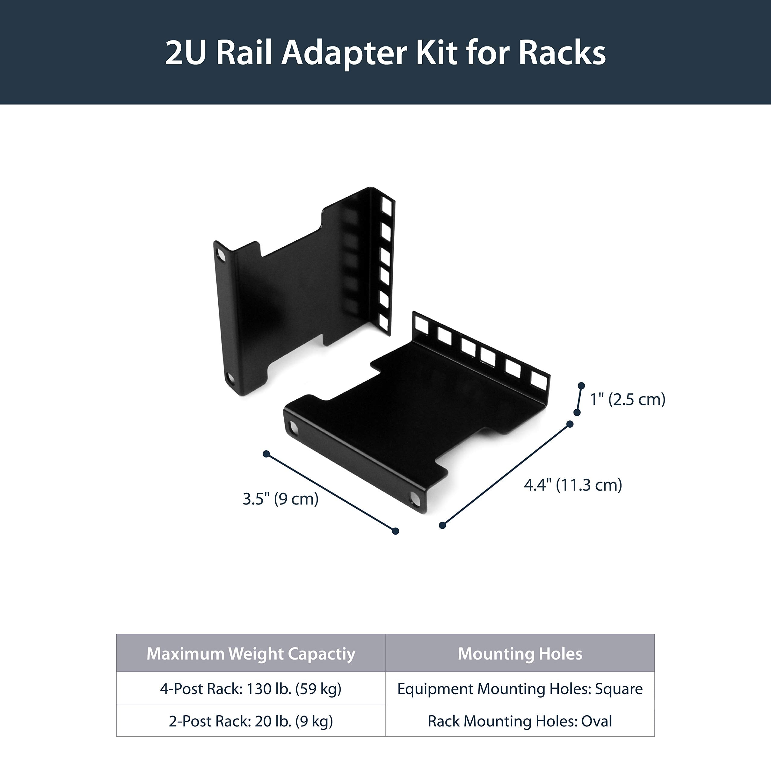 StarTech.com Server Rack Depth Extender   2U   4in / 10 cm   TAA Compliant   Recessed Rack Adapter   Rack Mount Adapter Kit   Network Rack Extender (RDA2U)