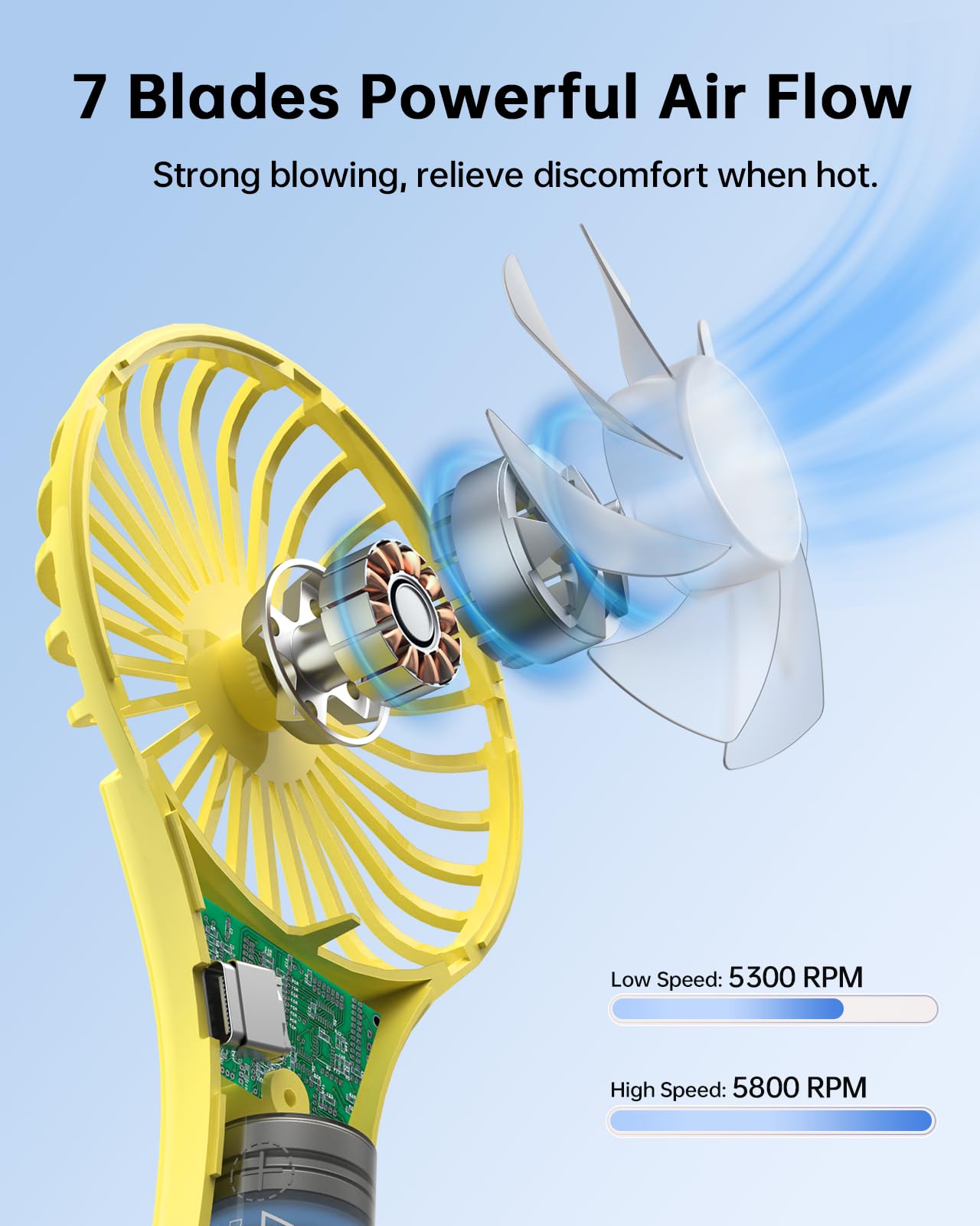 Tripole Mini Handheld Fan Battery Operated Small Personal Portable Fan Speed Adjustable Usb Rechargeable Fan For Kids Girls Wome