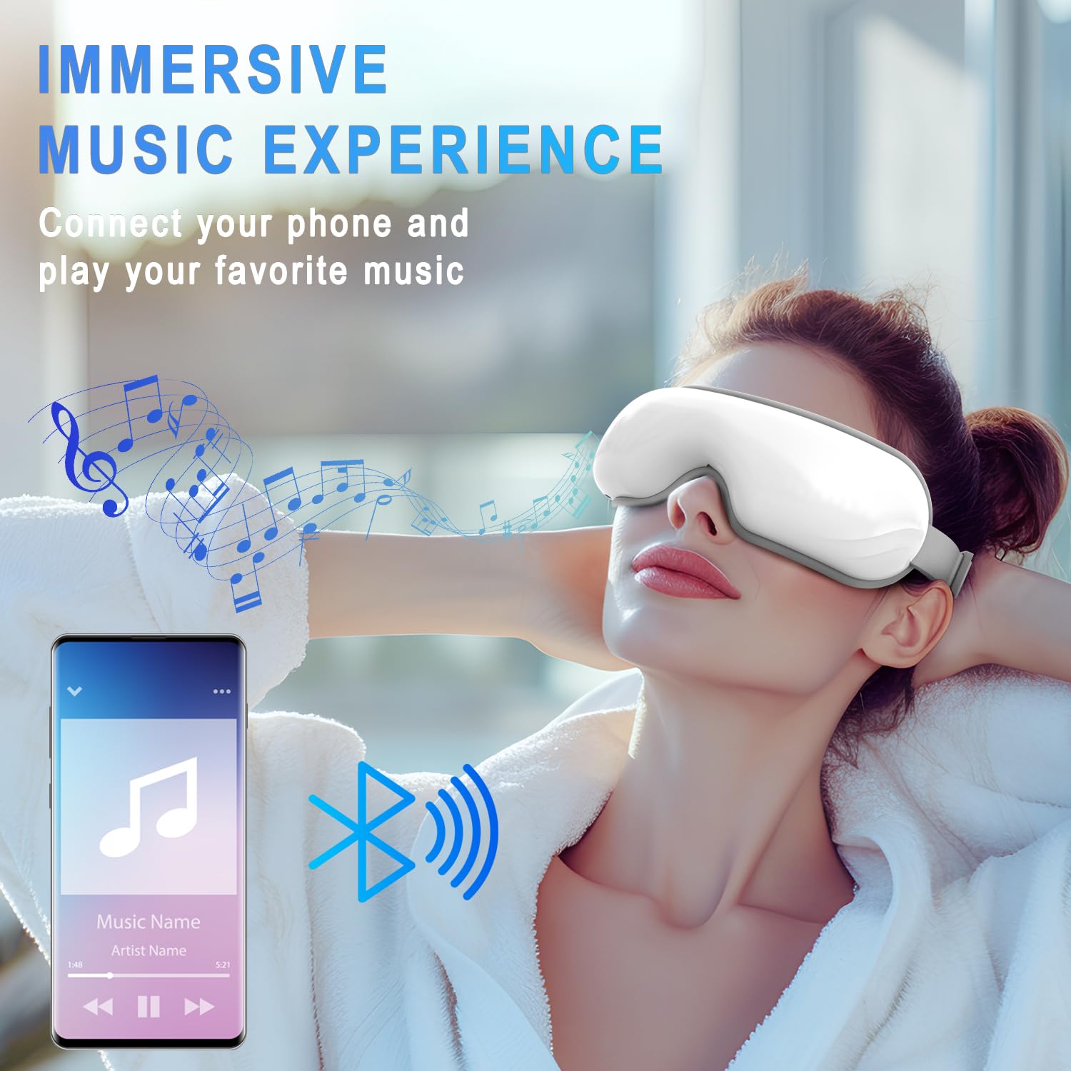 Eye Massager With Heat And Music For Migraines,Eye Care Gift For Mother S Day,Sleep Eye Mask For Reduce Eye Strain