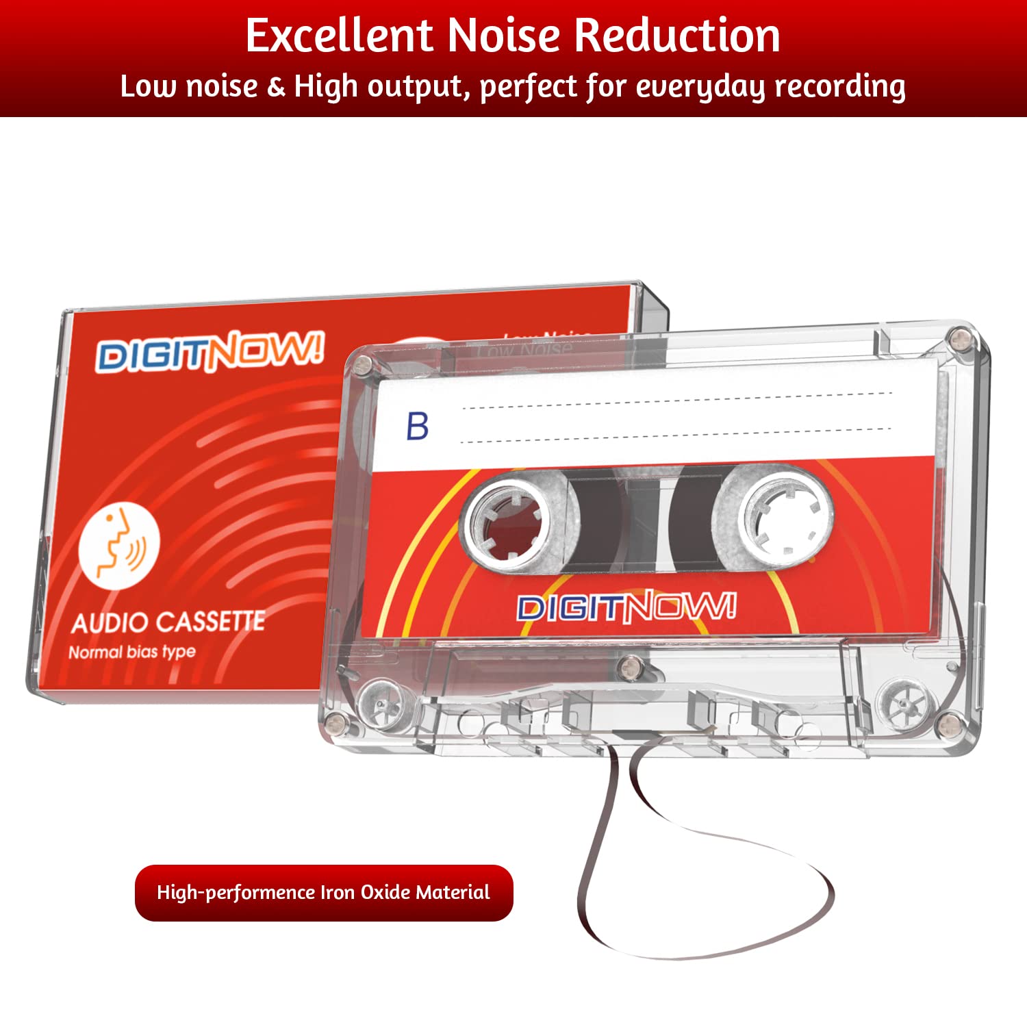 Blank Dictating Audio Cassette Tapes, Low Noise High Output   90 Minute Recording Time For Lectures, Study, Music, Everyday Voice Recording (Pack Of 5)
