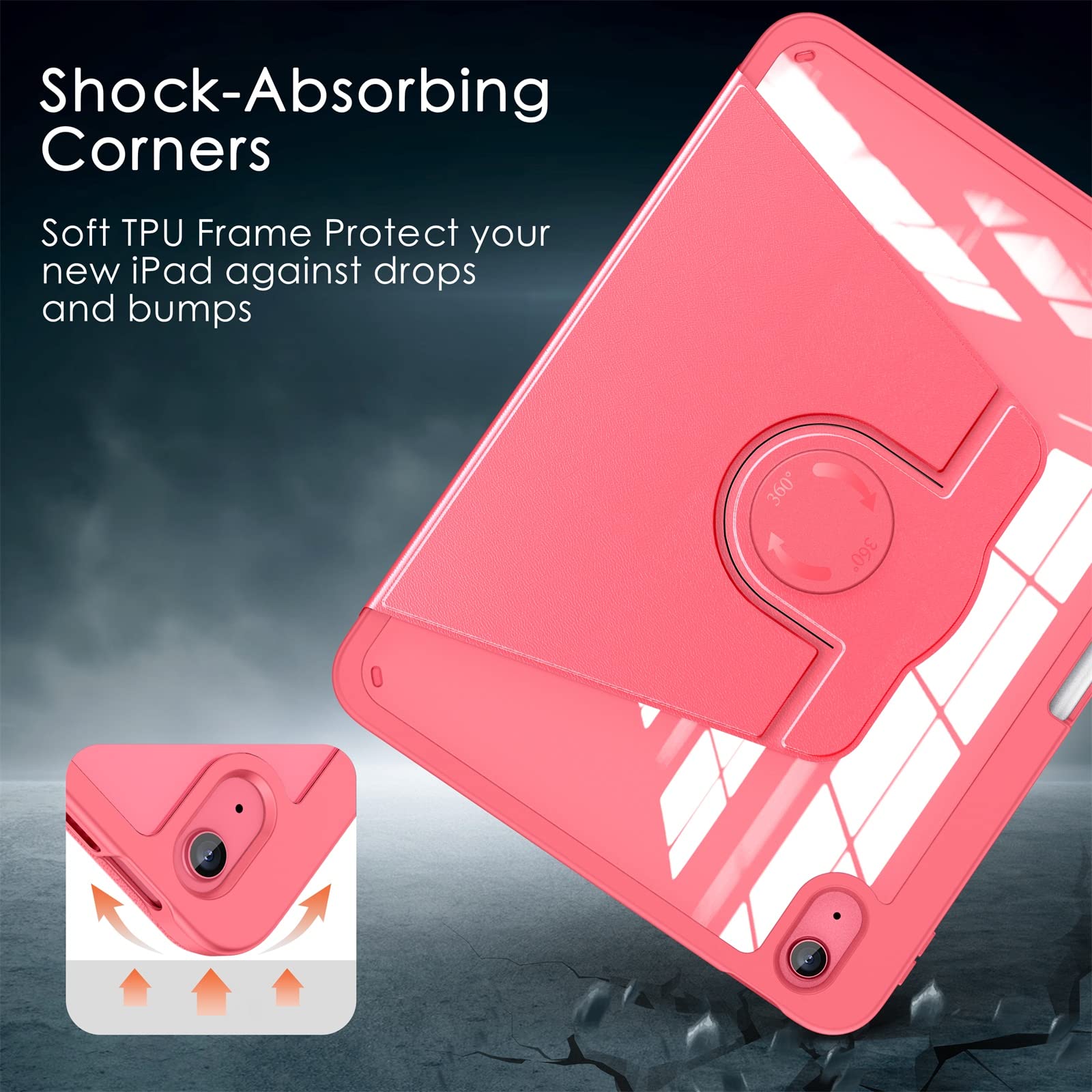 Soke Rotating Case For Ipad 10Th Generation 10.9 Inch 2022 With Pencil Holder   360 Degree Rotate Stand Protective Case With Cle