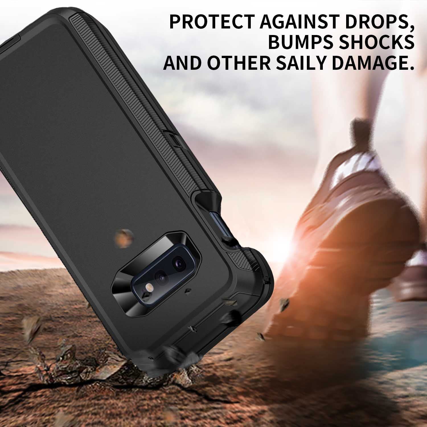 Mieziba For Galaxy S10E Case,Shockproof Dropproof Dustproof,3 Layer Full Body Protection Heavy Duty High Impact Hard Cover Case