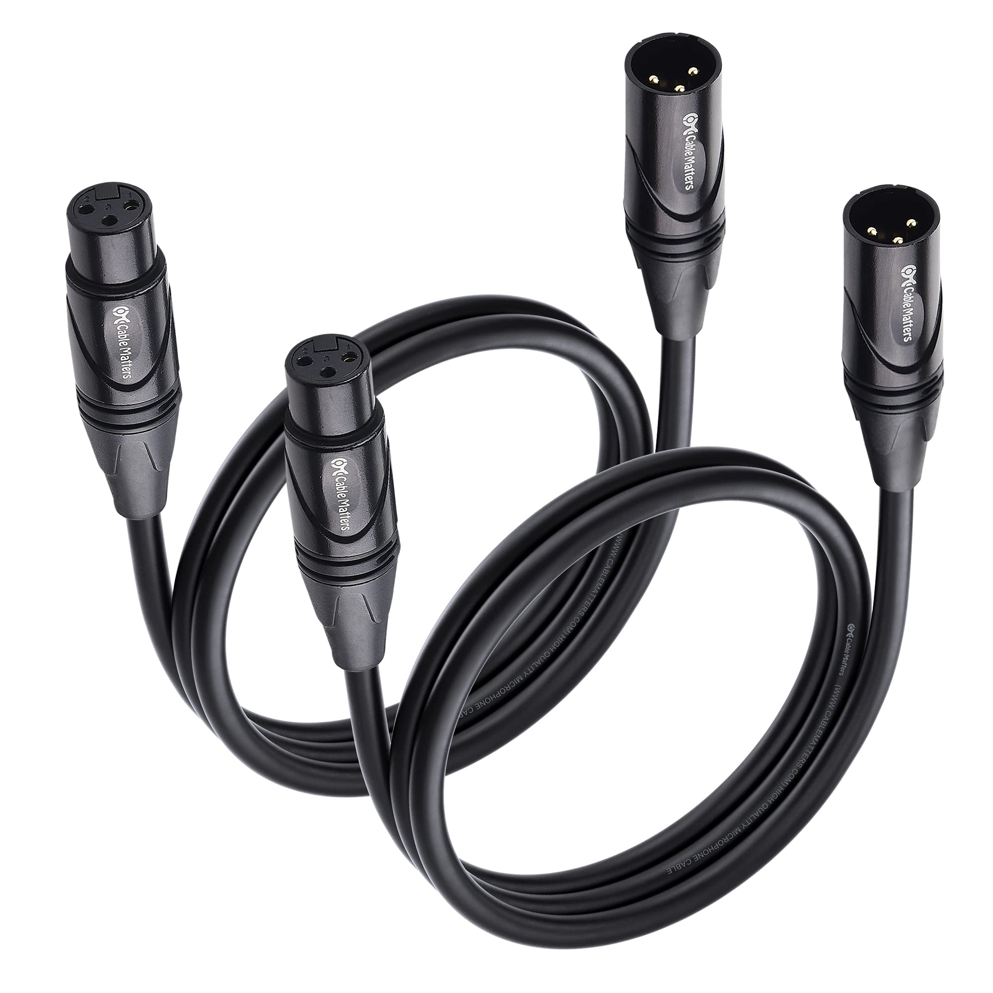 Cable Matters 2 Pack Premium Short Xlr To Xlr Cables, Xlr Microphone Cable 3 Feet, Oxygen Free Copper (Ofc) Xlr Male To Female C