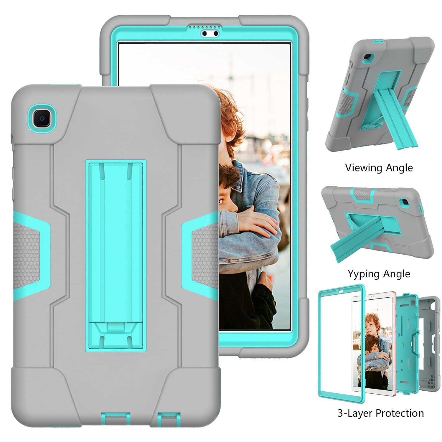 Meifei Case For Samsung Galaxy Tab A7 Lite 2021, For Galaxy Tab A7 Lite Case 3 In 1 Heavy Duty Kickstand Silicone Hybrid Protect