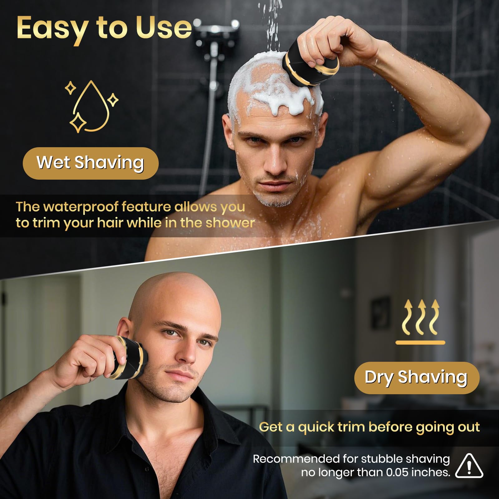 Ufree Head Shavers For Bald Men, Electric Shavers Razor, Rechargeable Bald Head Razor, Magnetic 6D Rotary Shaver, Waterproof Fac