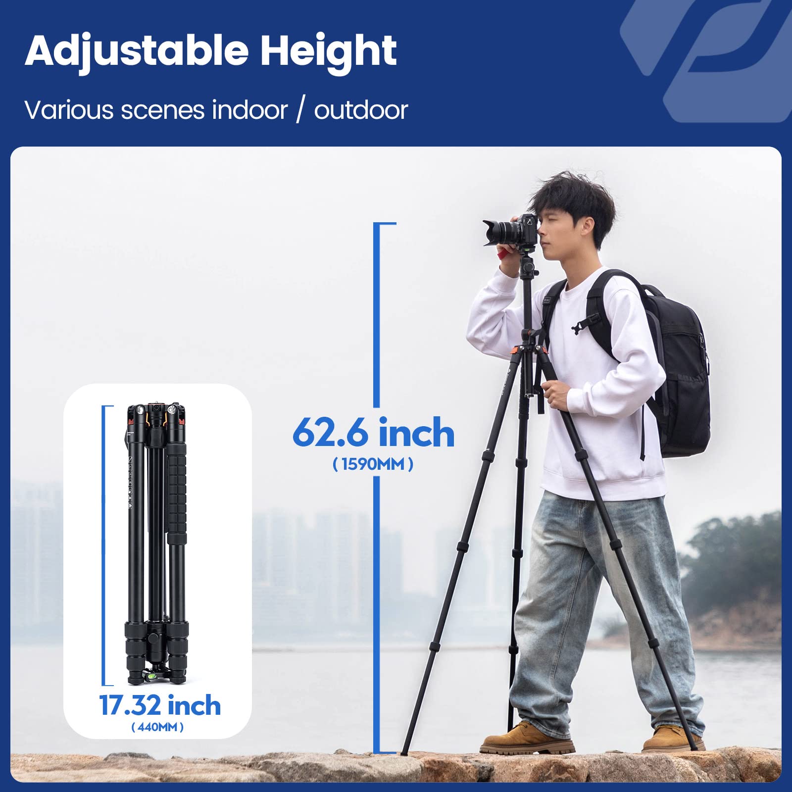 Fotopro 68 Inch Camera Tripod Horizontal Aluminum Tripods Portable Monopod With Ball Head 16Kg Load Capacity Quick Release Plate