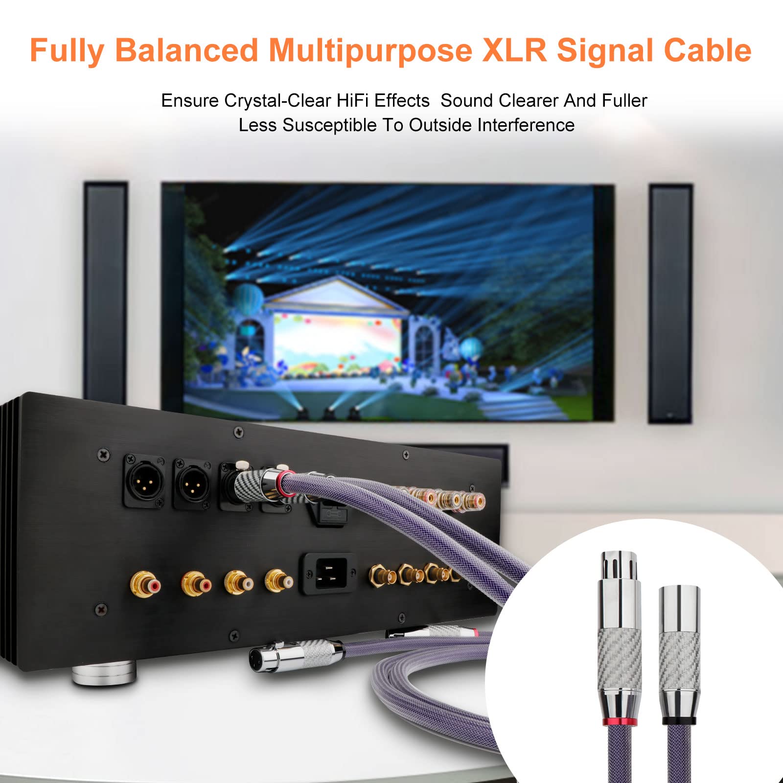 Preffair 1 Pair Xlr Cable 18Awg 8N Occ Copper Audio Interconnect Mic Cord Hifi Balanced 3 Pin Patch Cable Carbon Fiber Rhodium P