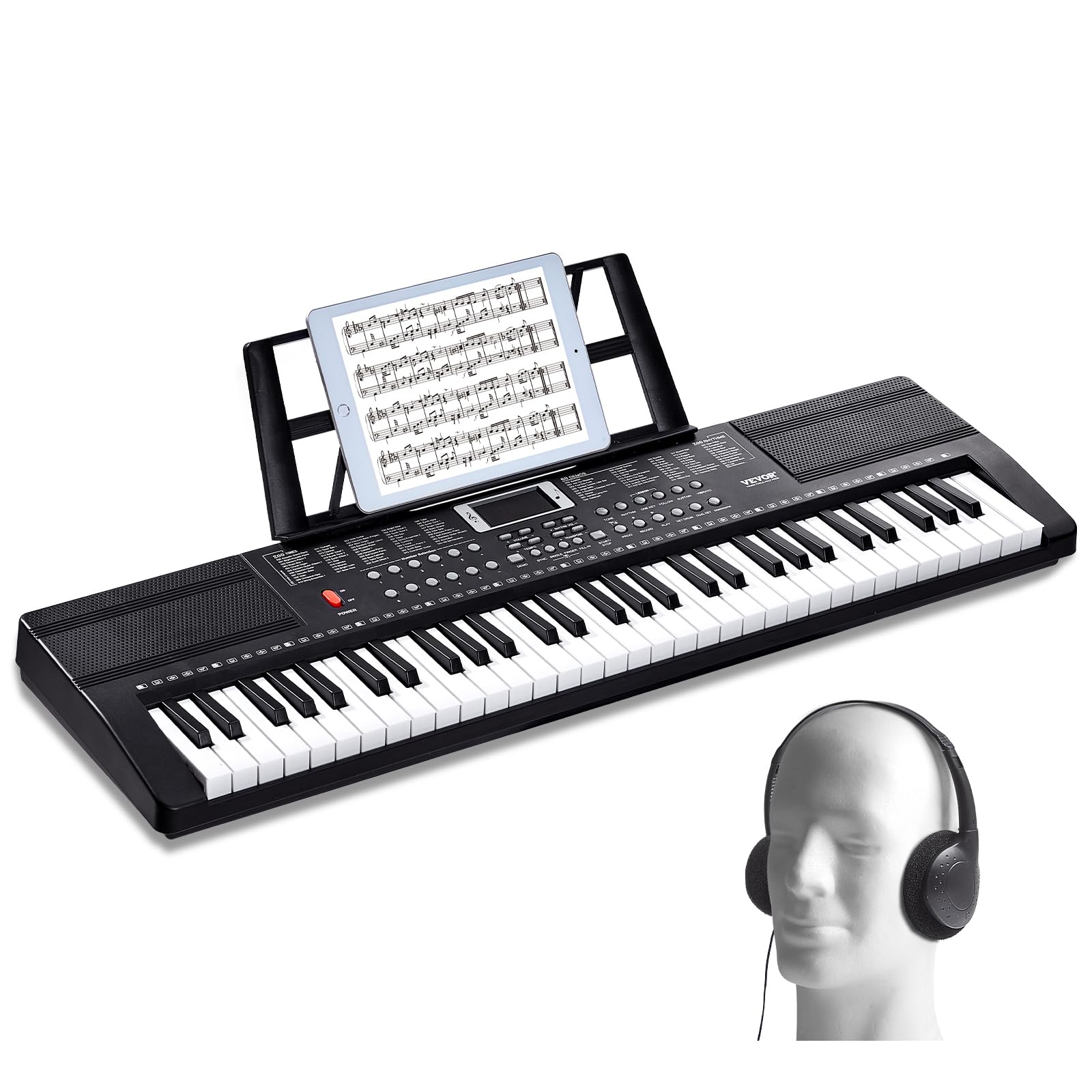 VEVOR 61 Key Digital Keyboard Piano, 200 Tones 200 Rhythms, Electric Portable Piano Keyboard Kit with 60 Demo Songs Built-In Dua