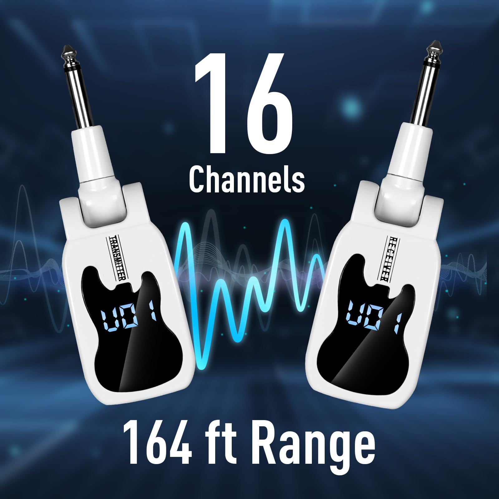 Devilclaw Wireless Guitar System With 16 Adjustable Frequencies, Rechargeable Wireless Transmitter Receiver For Bass Electric In