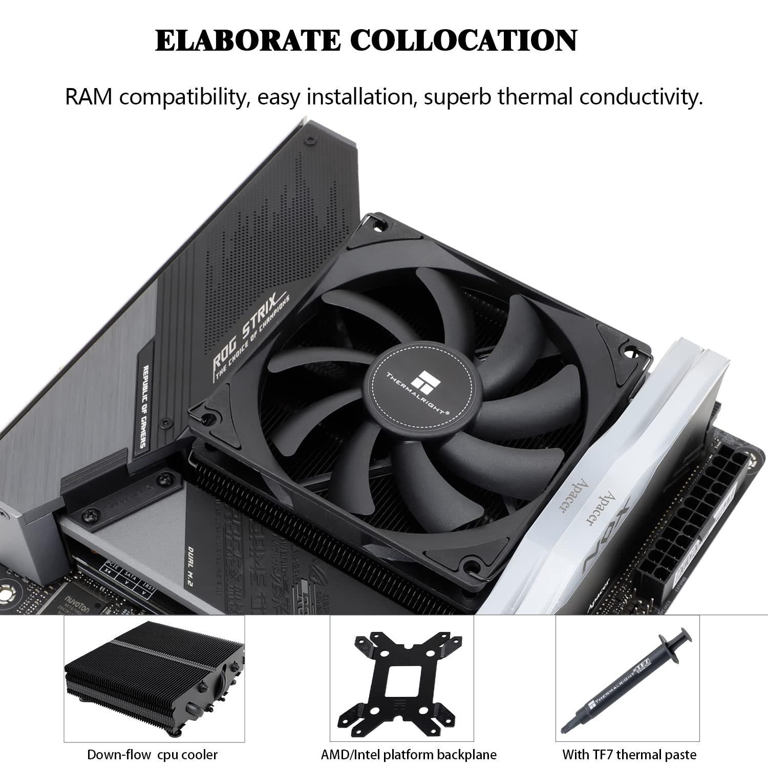 Thermalright Axp90 X47 Black Low Profile Cpu Cooler, With 92Mm Tl 9015B Slim Pwm Fan, Itx Cpu Cooler, Aghp Technology, 47Mm Heig