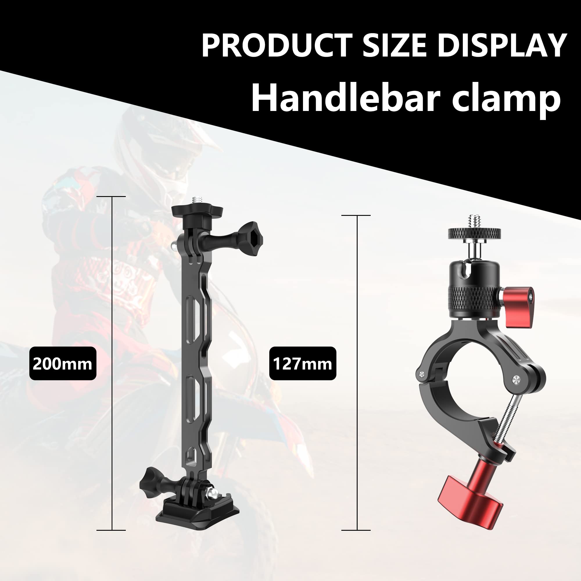 Riding Accesories For Gopro Motorcycle Handlebar Clamp Helmet Mount Extension Arm Kits For Hero 12 11 10 9 8 7 / Insta360 X4 X3
