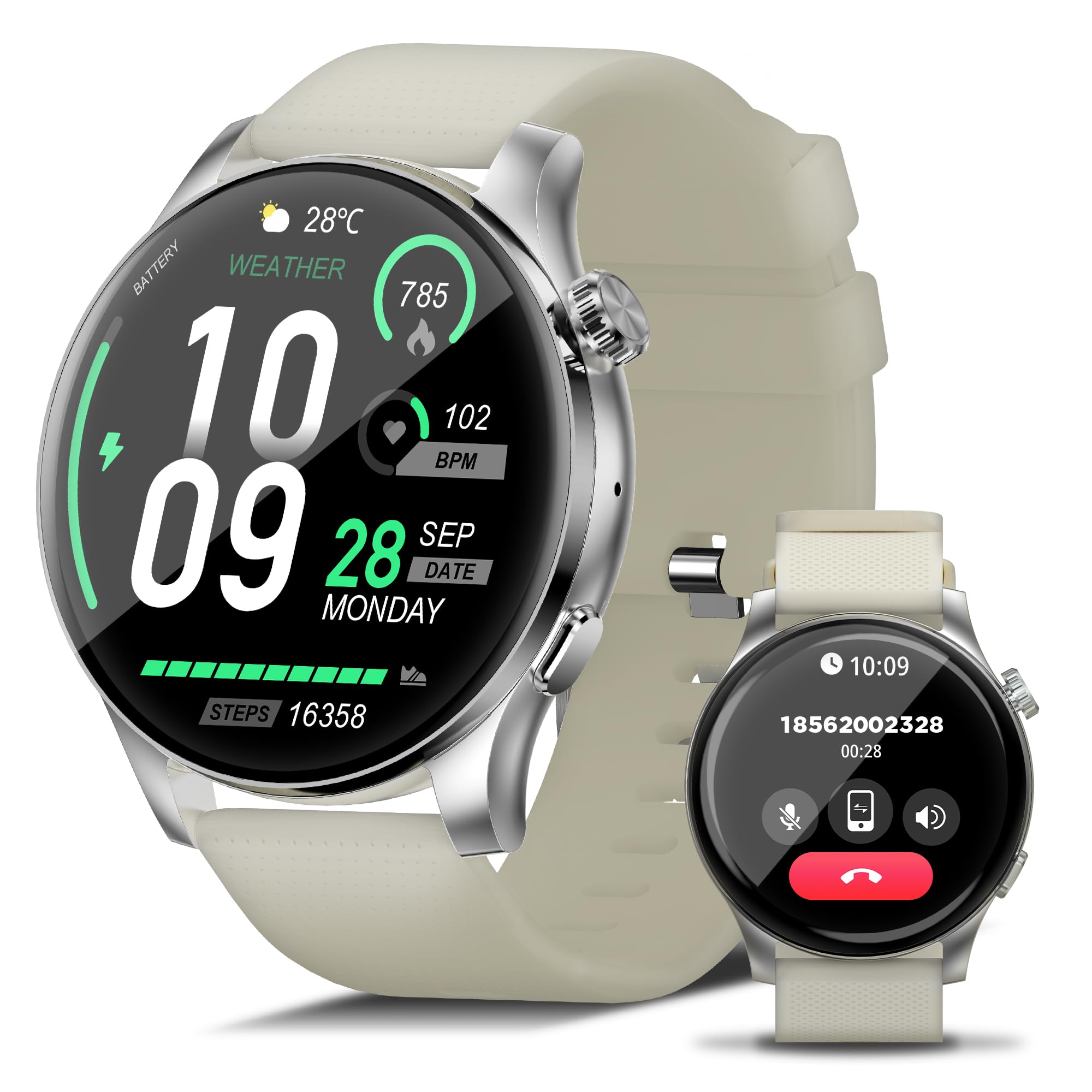 EZON Smart Watch for Women Men(Answer/Make Calls),1.43 AMOLED Fitness Tracker with 100+ Sports Modes,Heart Rate,SpO2,Sleep Monit