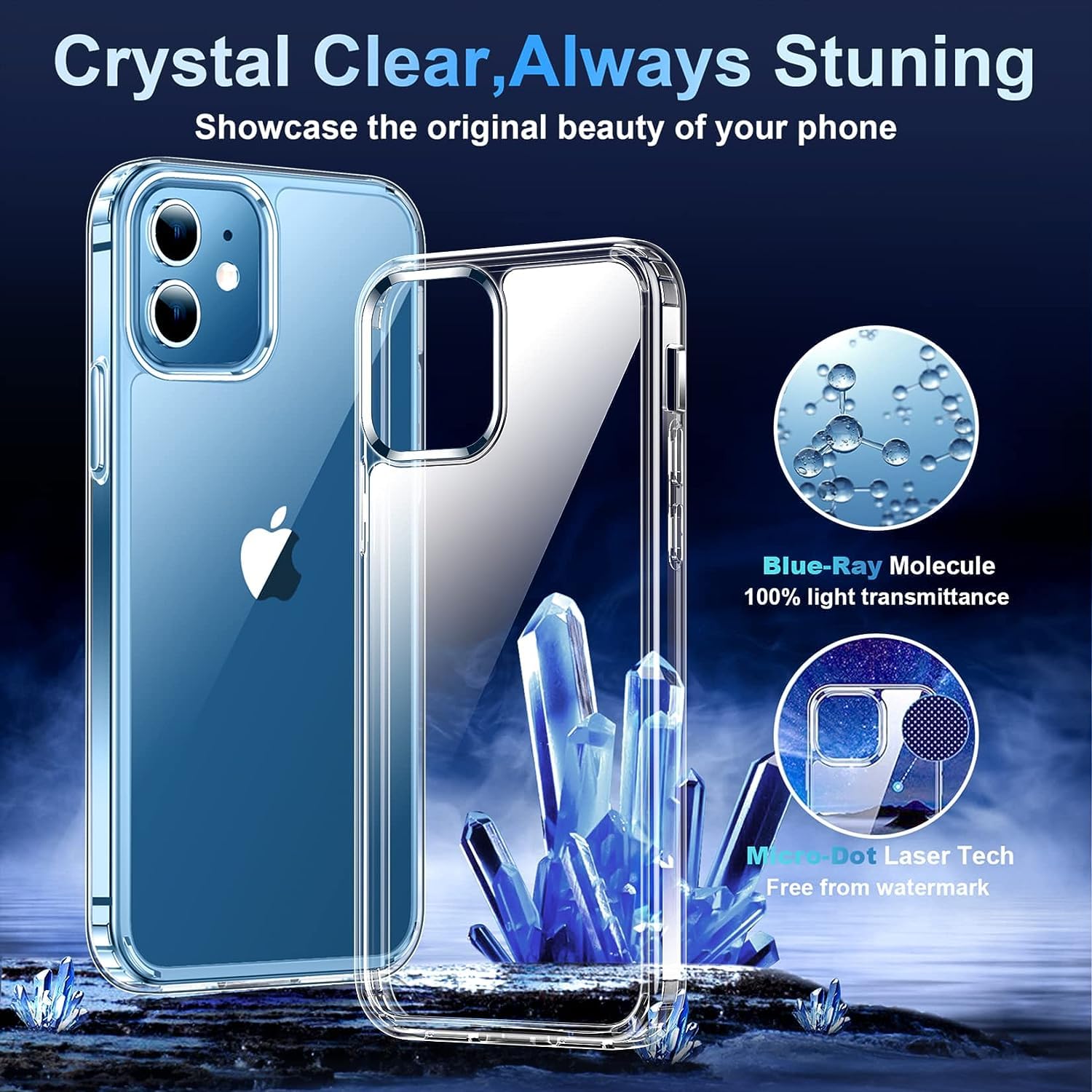 Temdan Iphone 12/12 Pro Case, [Not Yellowing] [Ultra Slim] Lightweight & Thin, Shockproof Protective, Screen & Camera Protection