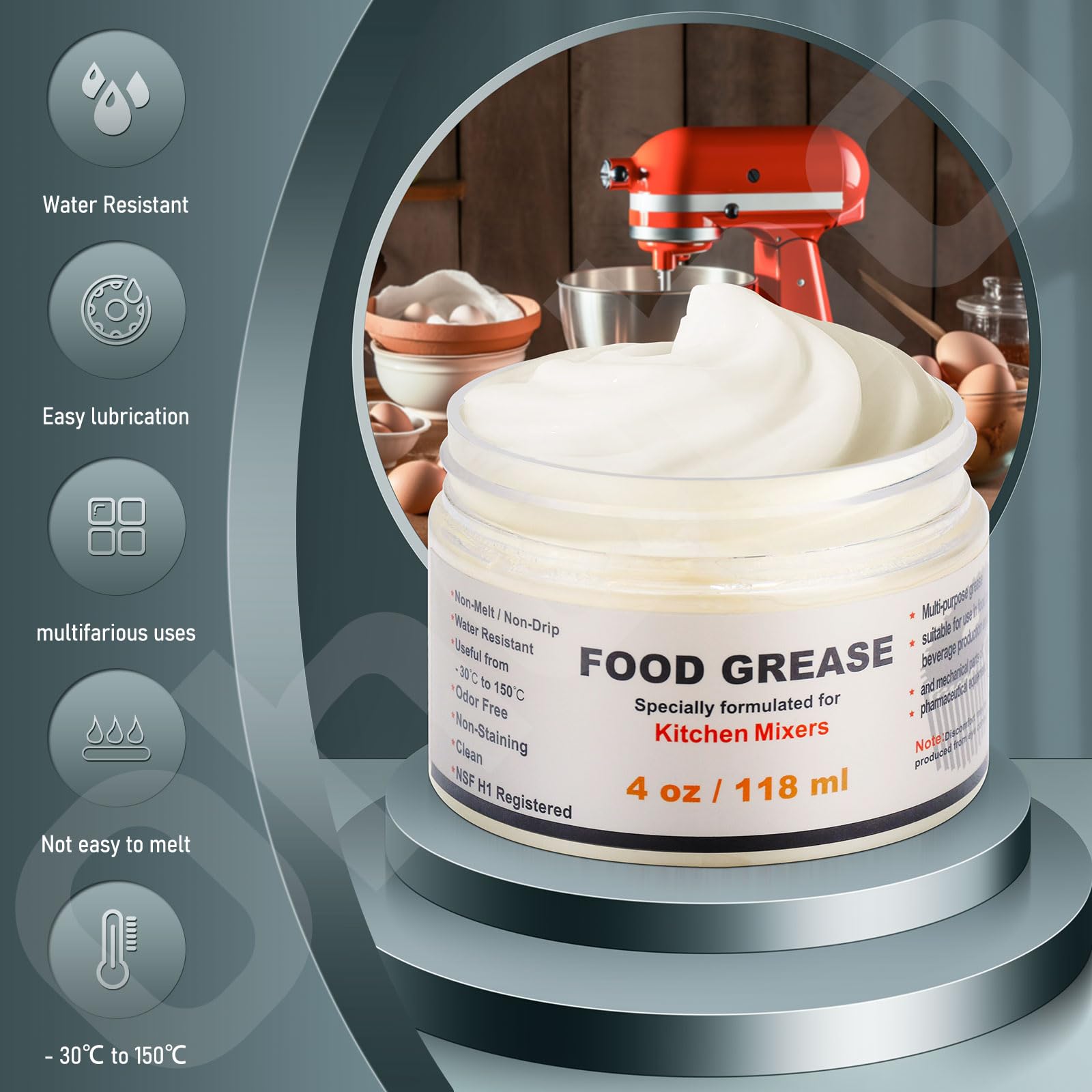 4 Oz Food Grade Grease & Gasket By Ohoho   Compatible With Kitchen Stand Mixer