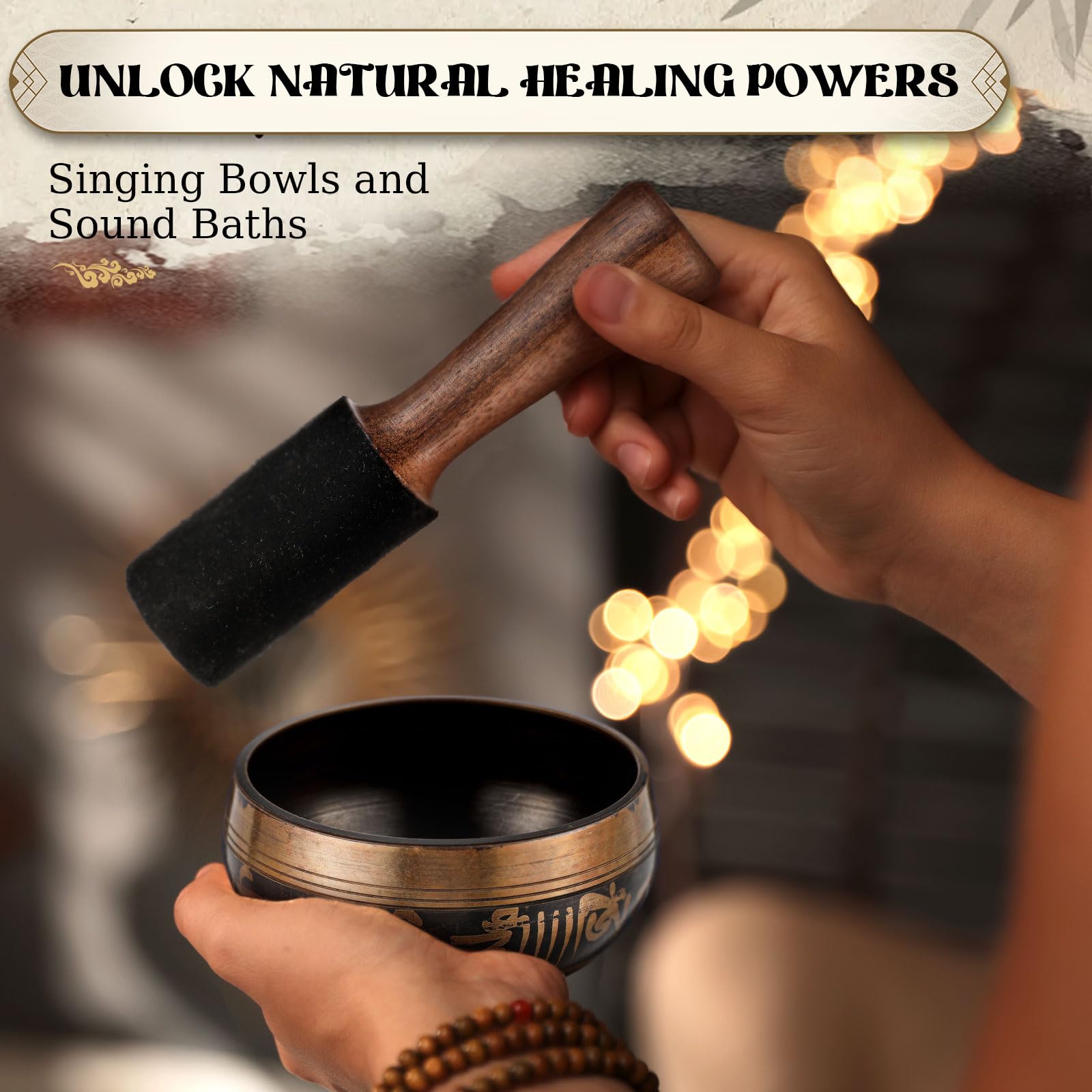 Nuanchu 2 Pcs Tibetan Singing Bowl Set 3.14And 3.74 Meditation Sound Bowl With Bag Meditation Singing Bowl Gifts For Yoga, Chakr