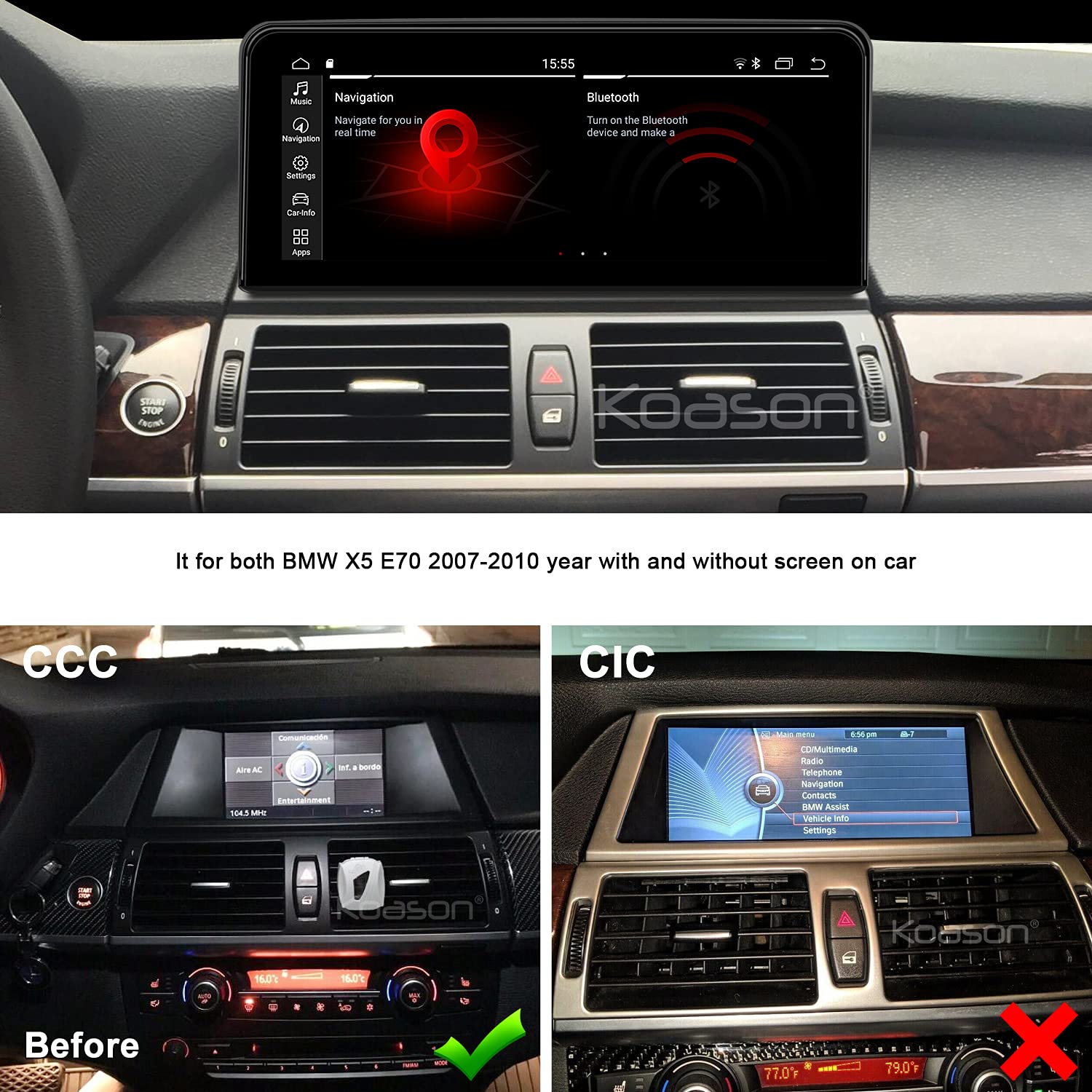 E70 E71 2007 2009 10.25'' Black Screen Monitor Android Autoradio Video Media Player Gps Navigation For Bmw X5 X6 X5M X6M Multime
