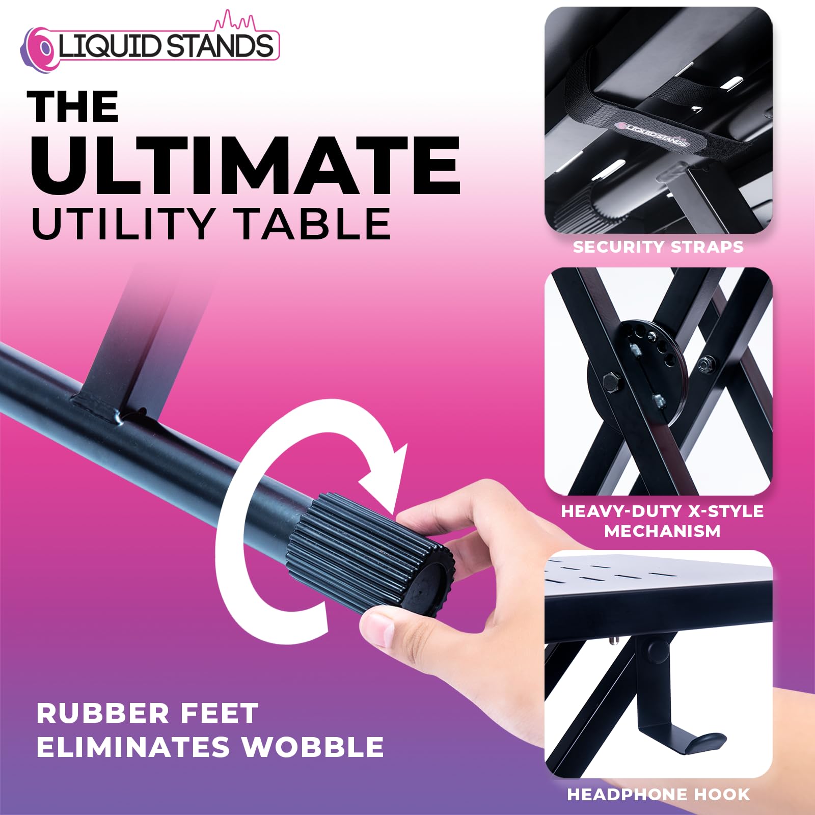 Liquid Stands Expandable Dj Table Stand Portable Audio Mixer Stand   Dj Stand For Laptop & Controller   Midi Keyboard Stand & Sy