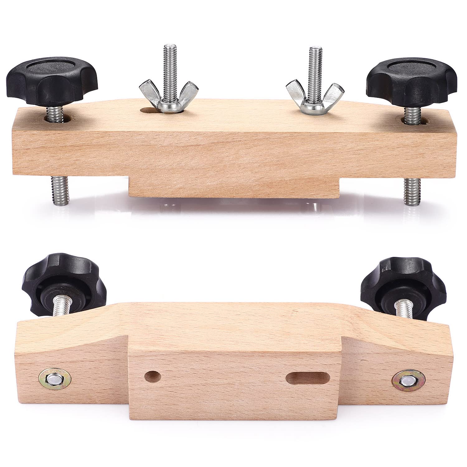 Facmogu Solid Maple Guitar Bridge Clamp, Entry Level Bridge Clamp Acoustic Luthier Tools With Cork Gasket & L Wrench, Wooden Gui