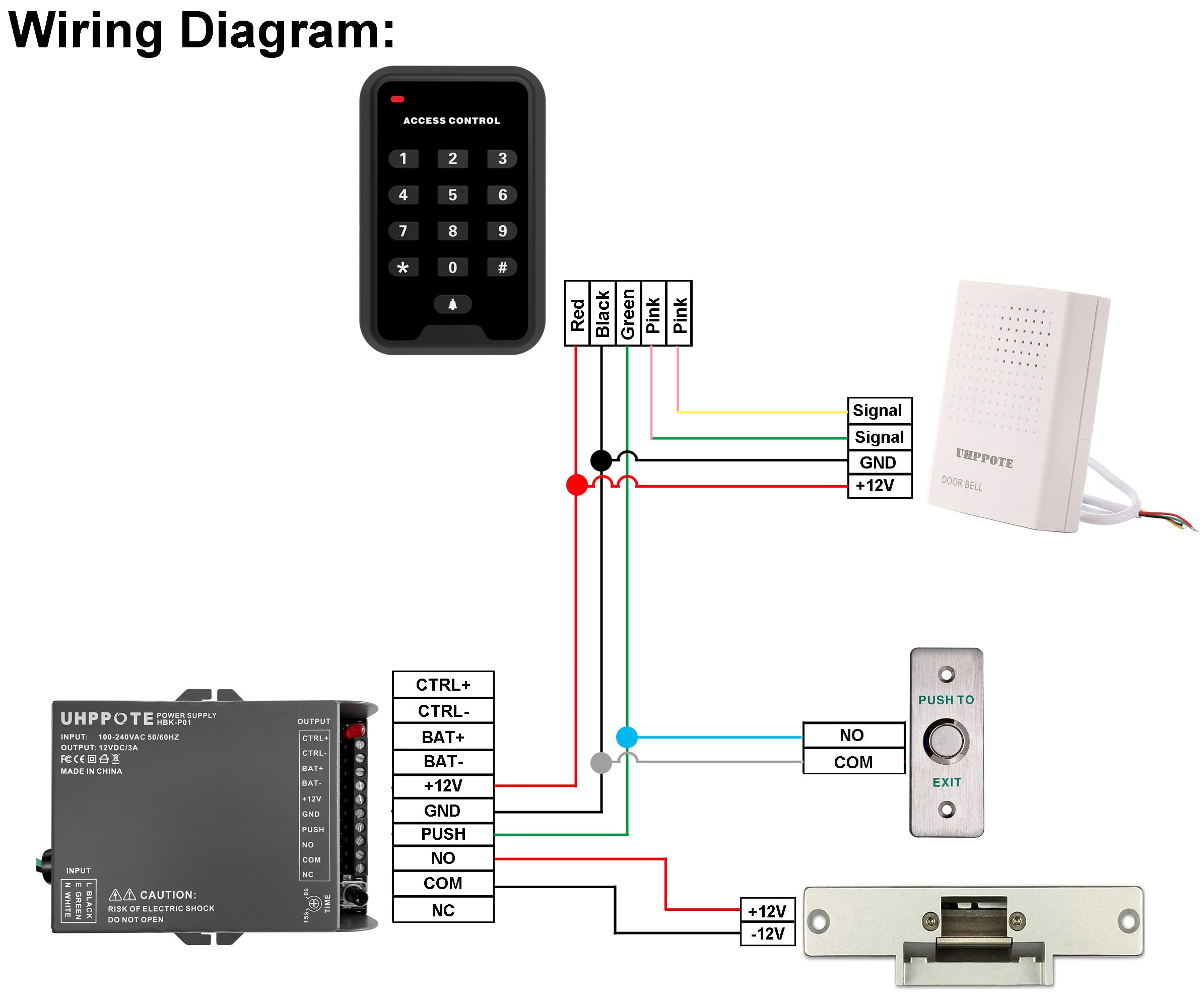 Uhppote 12Vdc Wired Doorbell Chime For Access Control System