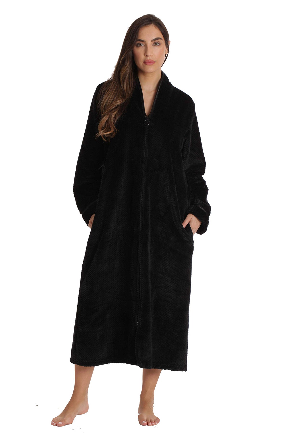 Just Love Plush Zipper Long Robe 6792 Blk Xl