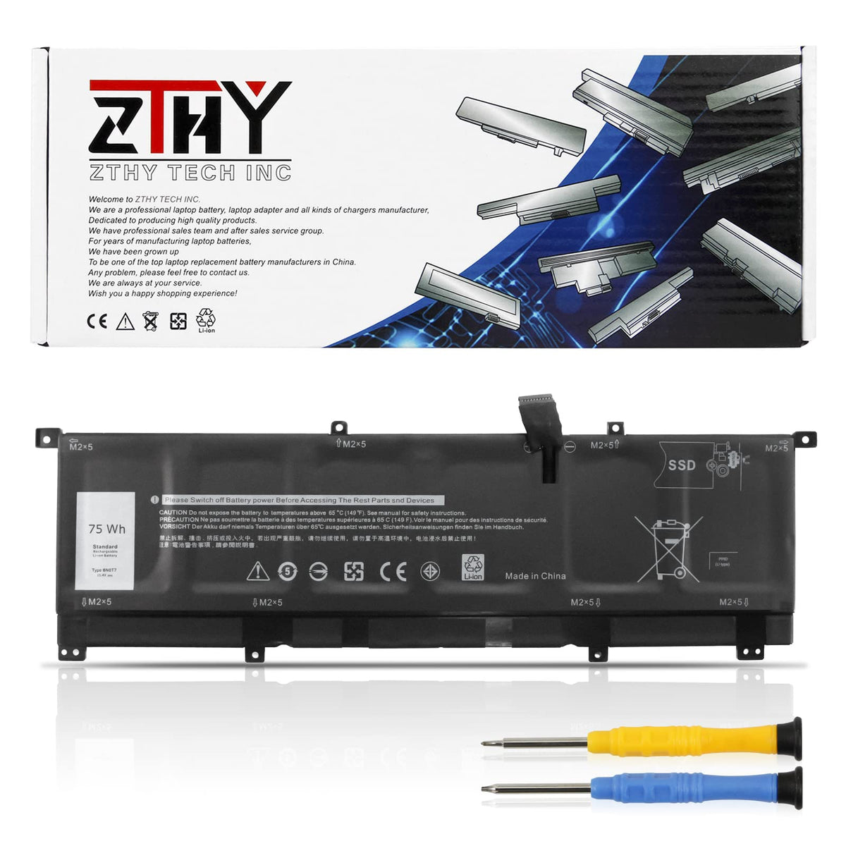 Zthy 8N0T7 Laptop Battery Replacement For Dell Xps 15 9575 2 In 1 Precision 5530 2 In 1 Mobile Workstation 15 9575 D2801Ts D1805